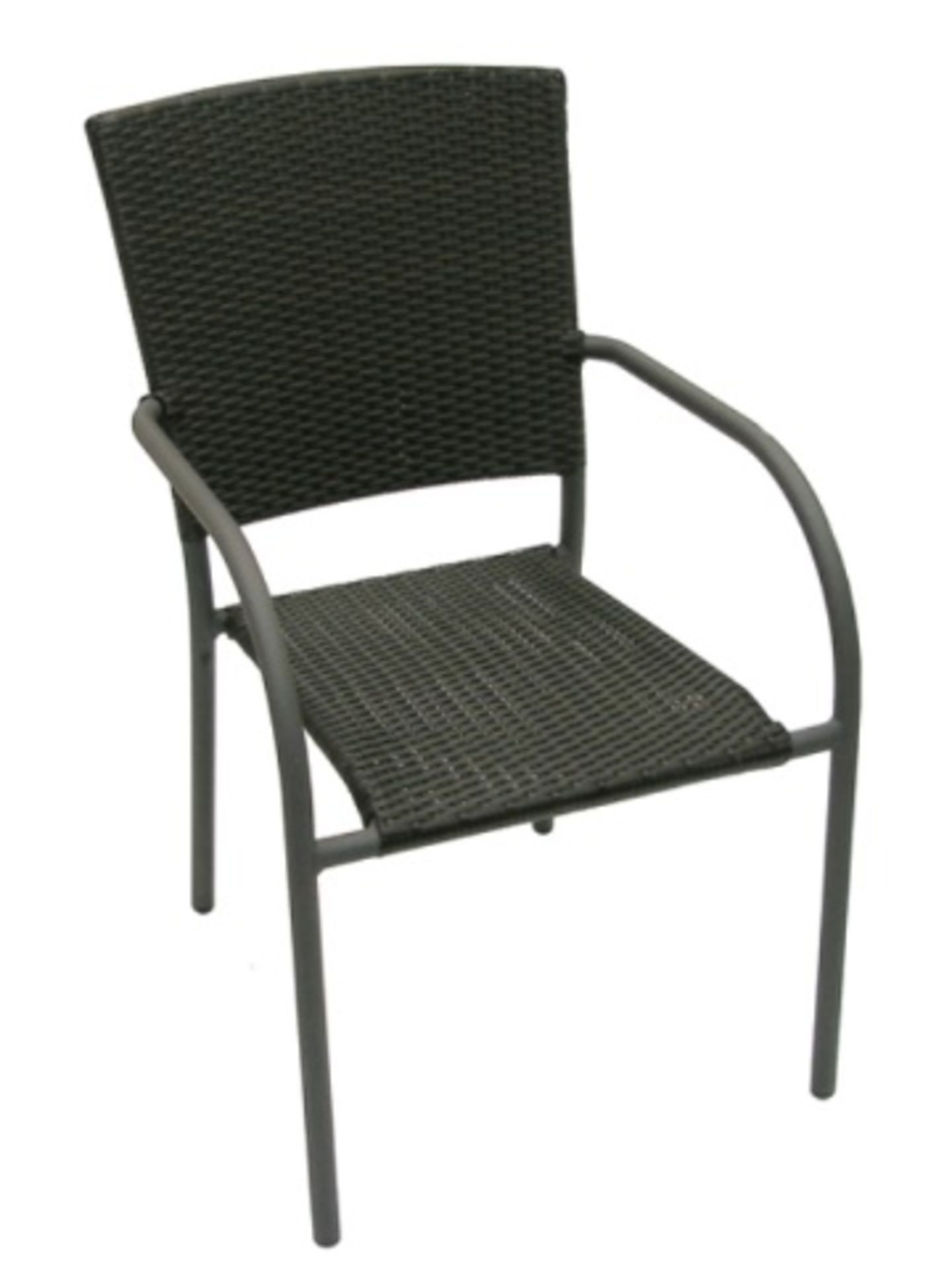 Aruba II Arm Chair. Tubular aluminum powdercoated with polyethelene weave s&b. AC083 Dimensions: