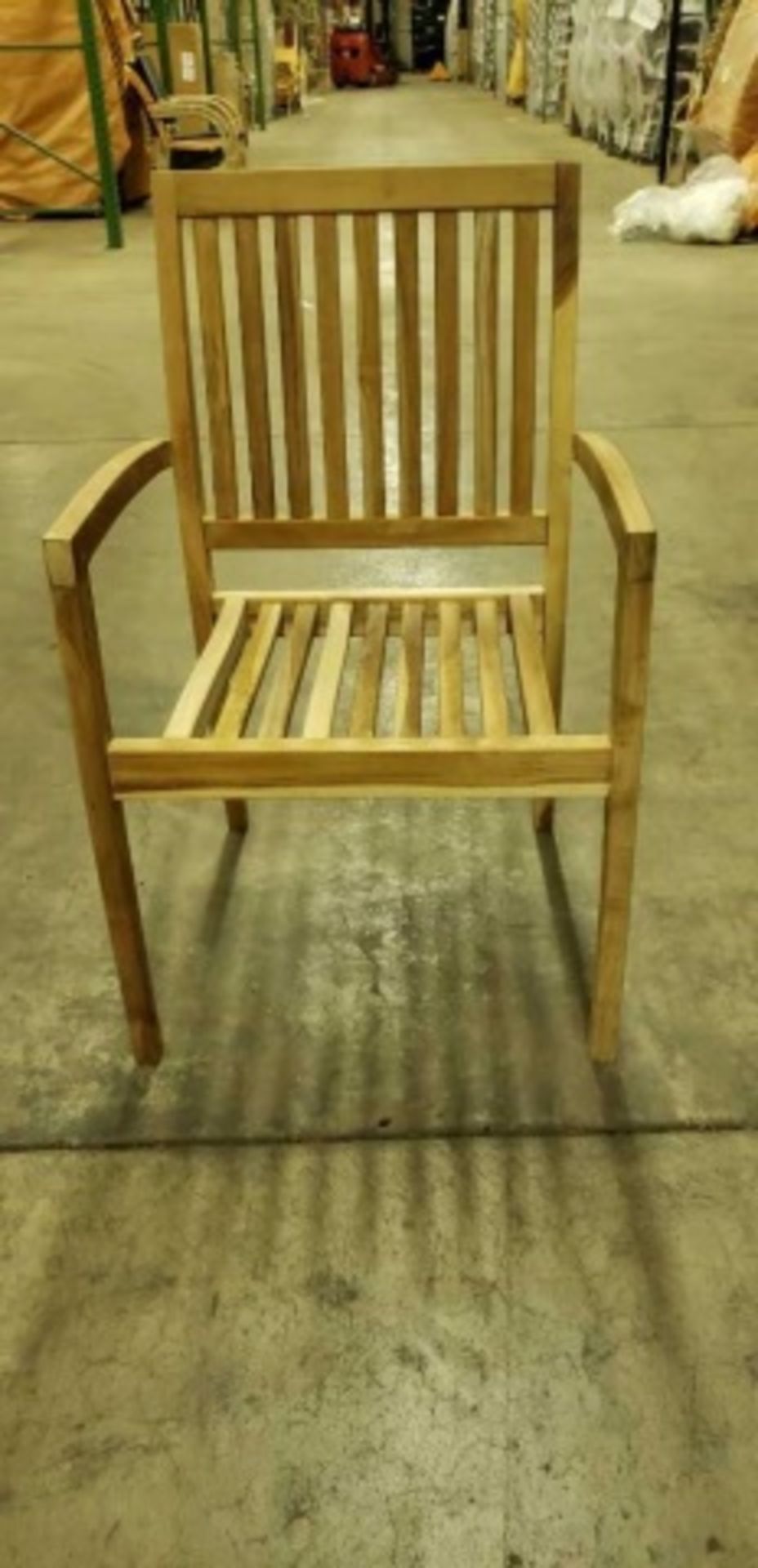 Genuine Teak Wood Reno Stacking Arm Chair. Natural Teak. Dimensions:22"w x 22.4"d x 35.8"h, 17.3"sh, - Image 3 of 6