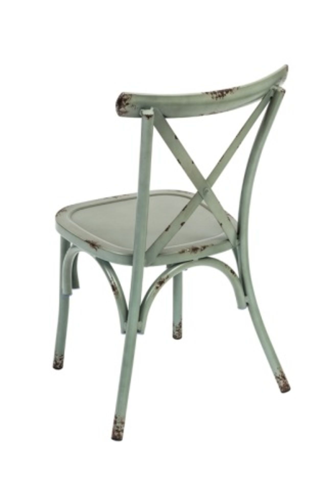 Farmhouse Side Chair - Teal. Extruded 2 mm tubular aluminum frame welded construction powder coat. - Image 2 of 5