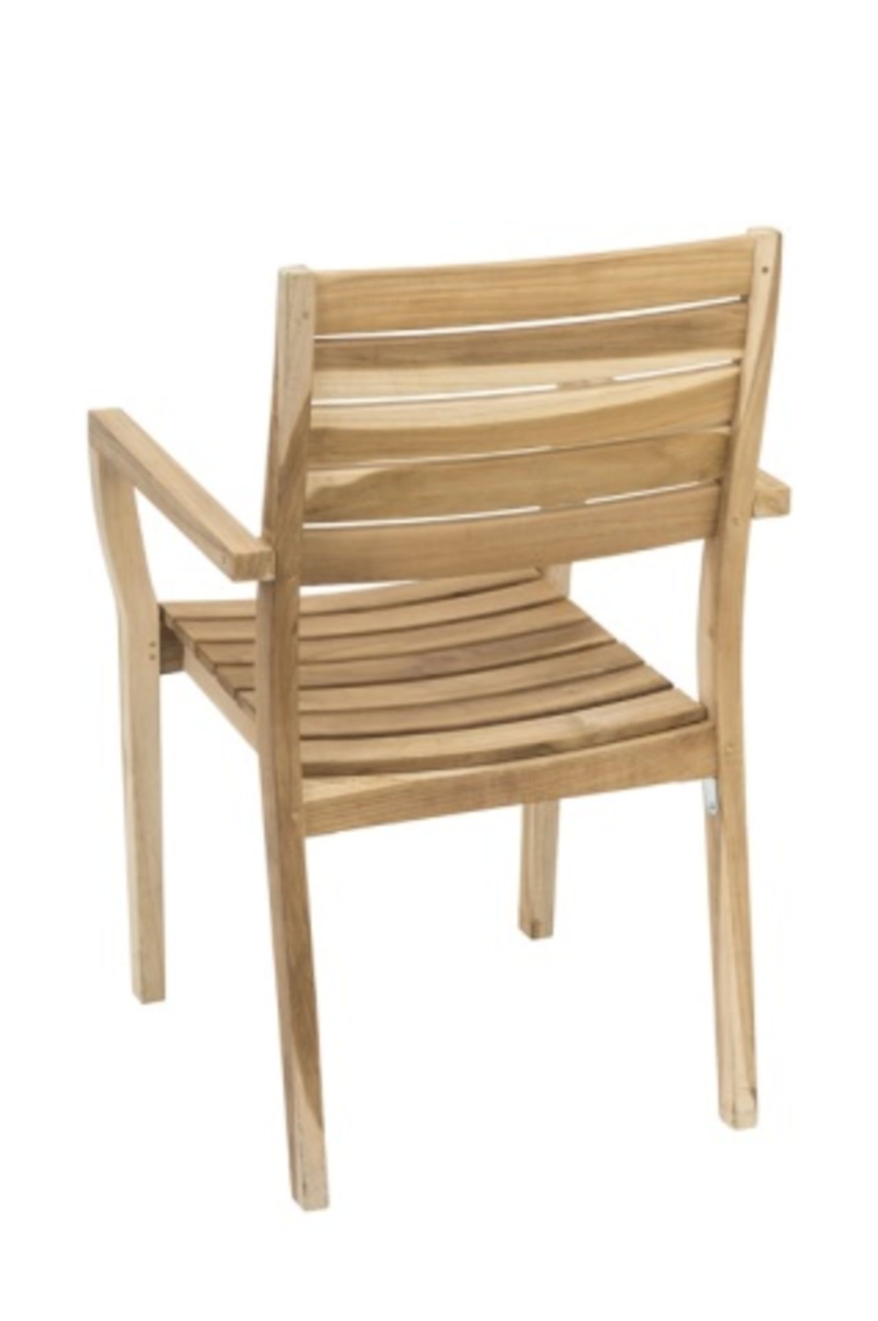 Genuine Teak Vegas Stacking Arm Chair. Natural Teak. Dimensions: 22"w x 21.6"d x 36"h, 17.7"sh, 26" - Image 2 of 6