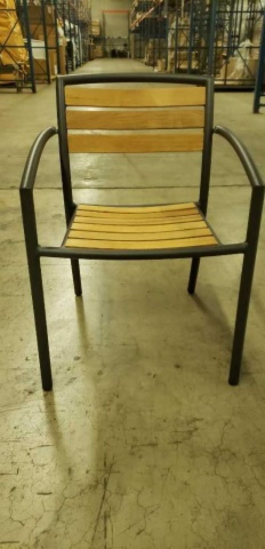 Curacao Side Chair - Black - F57SC -Bk. Tubular  powdercoated aluminum frame with Teak s&b.