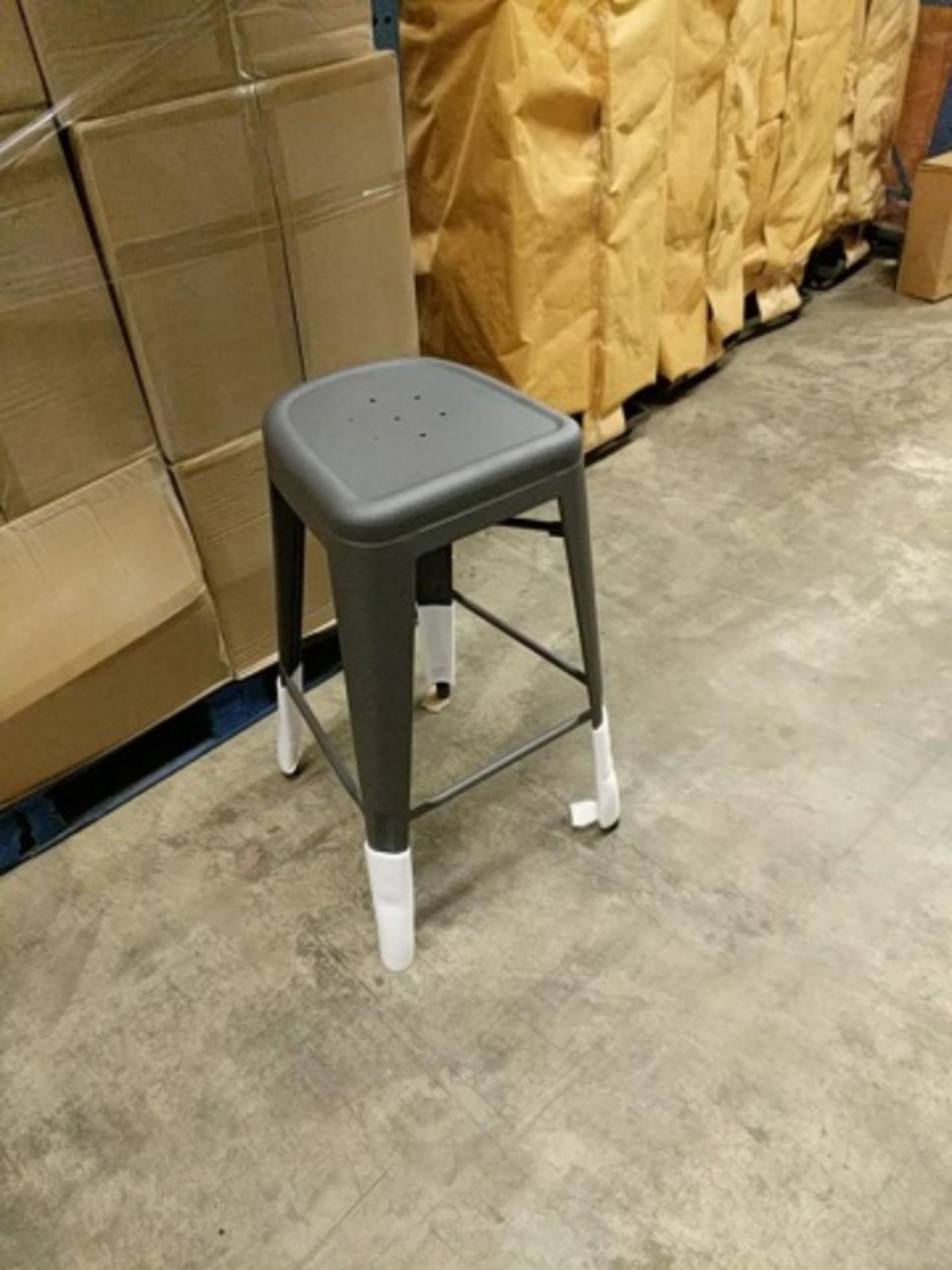 Manhattan Barstool With Back - Grey, T-5852. Powder Coated epoxy finish on e-coated steel, or - Image 2 of 7