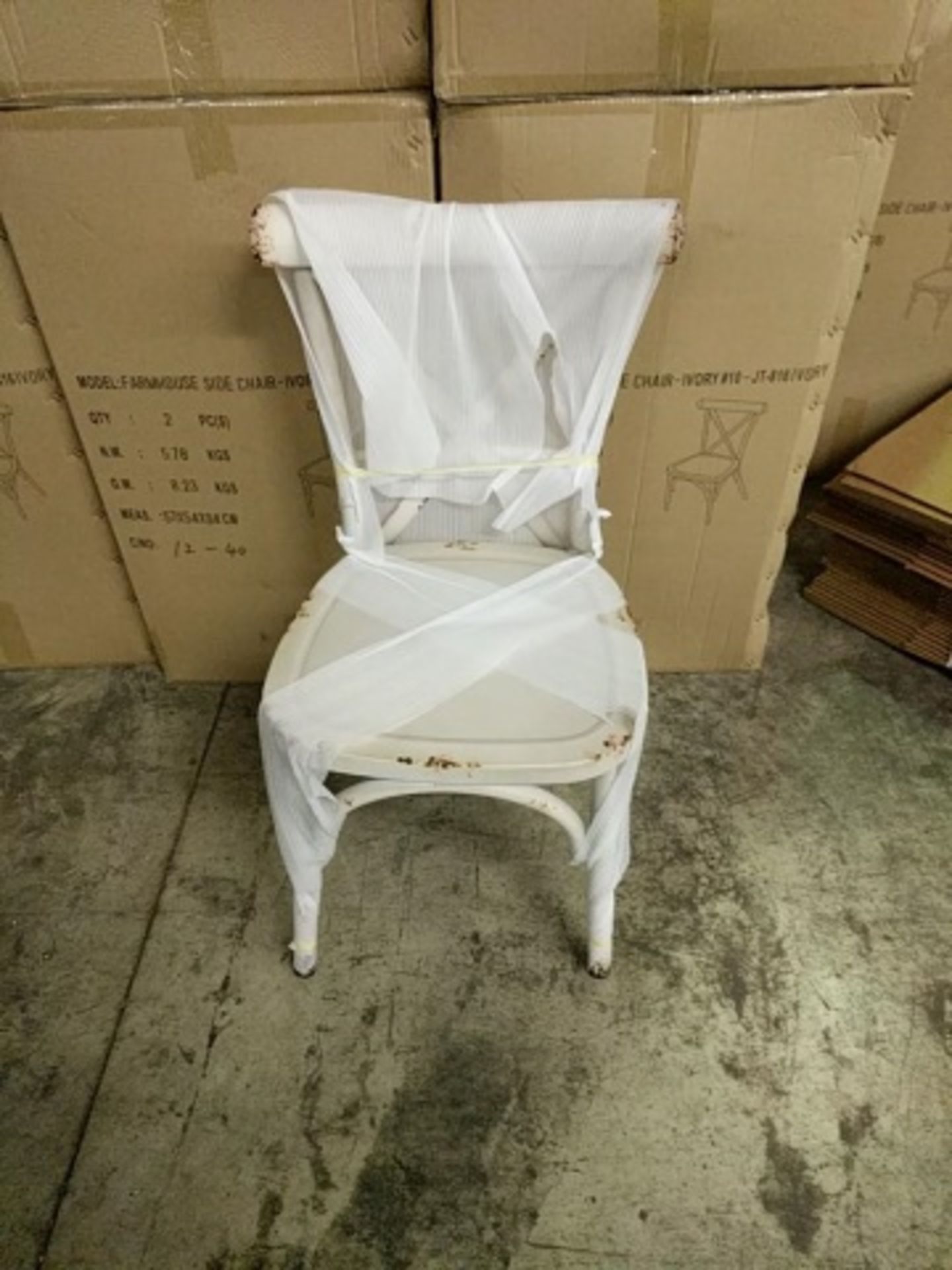Farmhouse Side Chair - Ivory. Extruded 2 mm tubular aluminum frame welded construction powder - Image 3 of 5