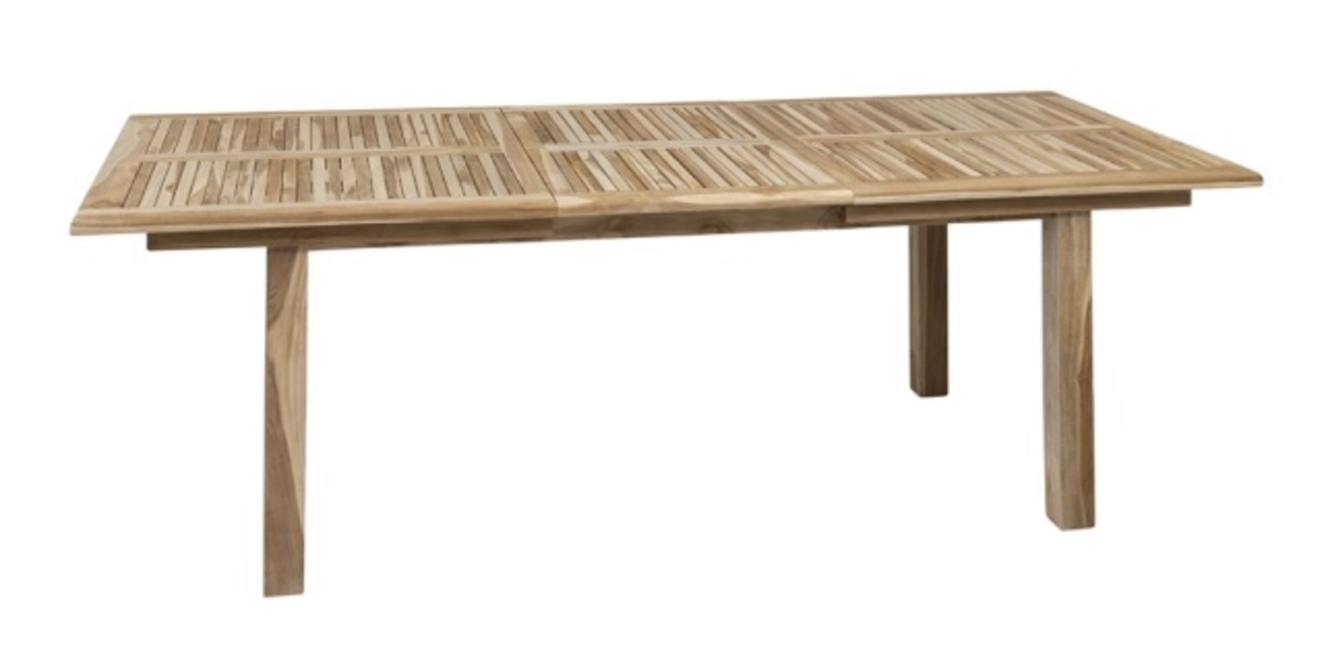 Teak Community Table 39" X 71" - 95". KT-40, with legs, one per box, 13 total. - Image 2 of 8