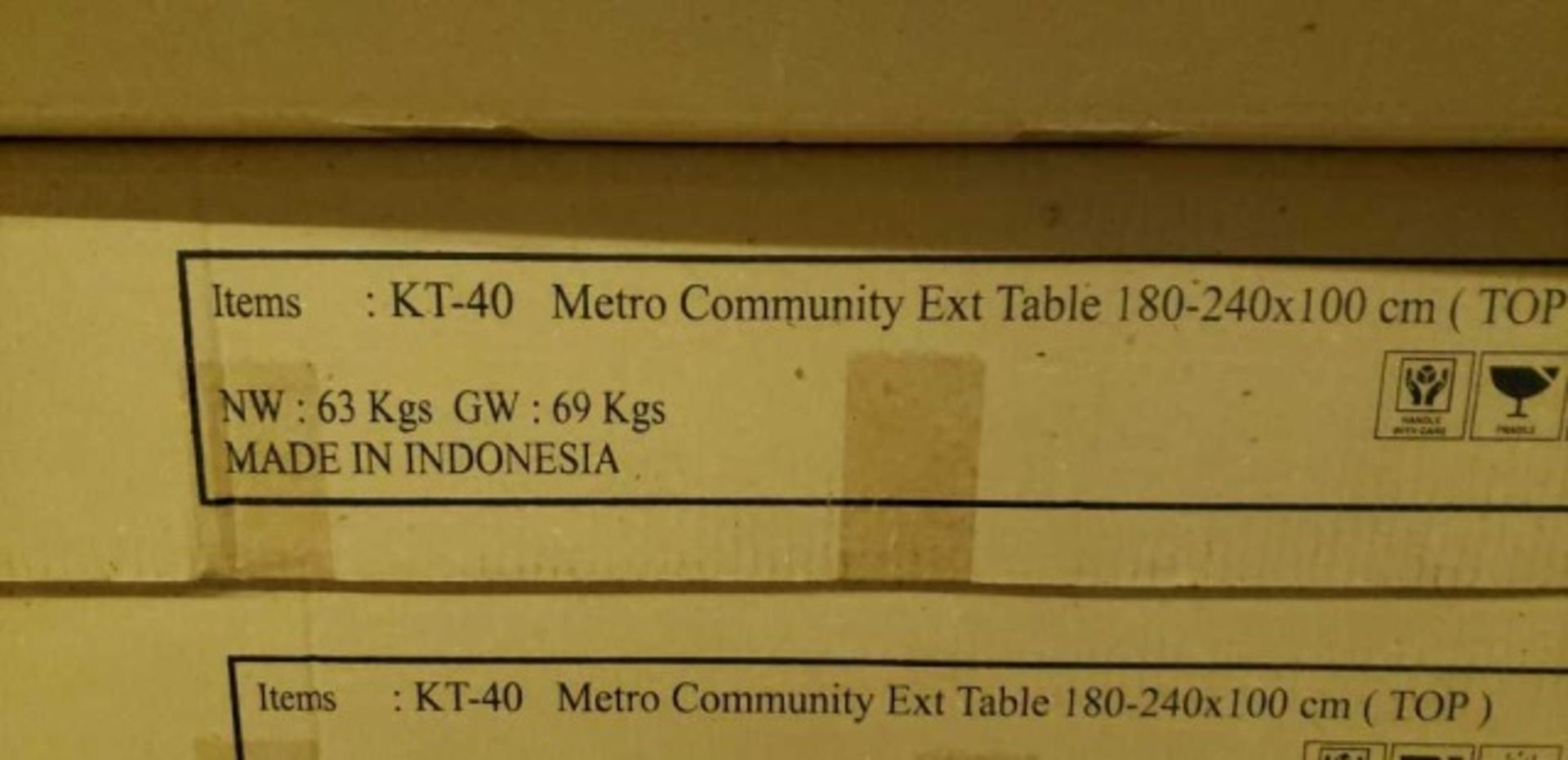 Teak Community Table 39" X 71" - 95". KT-40, with legs, one per box, 13 total. - Image 5 of 8