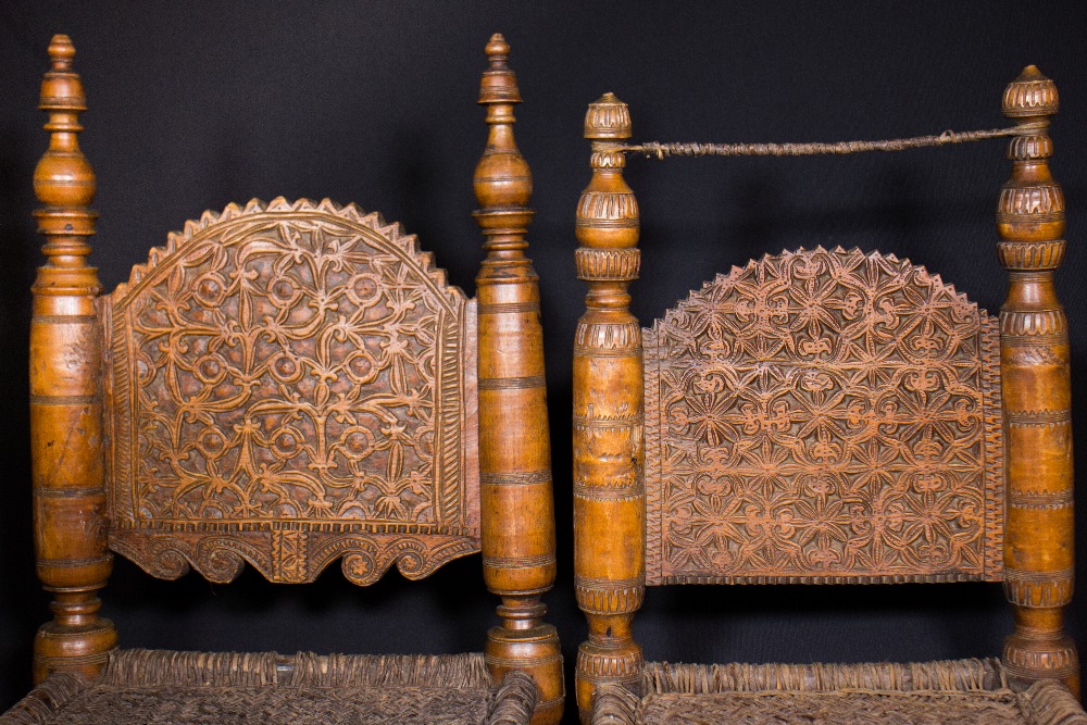 PAIR OF A SMALL CHAIRS - AFGHANISTAN - LATE 19th CENTURY - Image 2 of 10