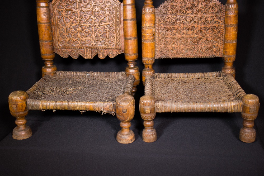 PAIR OF A SMALL CHAIRS - AFGHANISTAN - LATE 19th CENTURY - Image 3 of 10