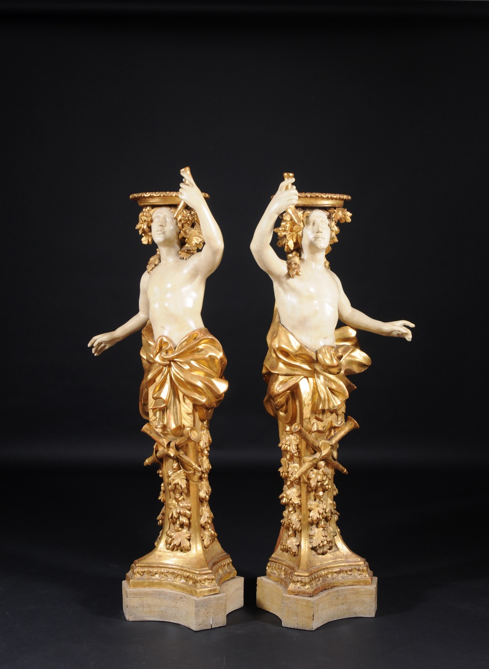 PAIR OF HERMS CARRYING FLOWERS - Image 2 of 2