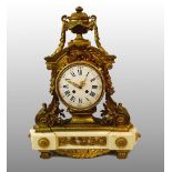 MARBLE AND GILDED BRONZE TABLE CLOCK