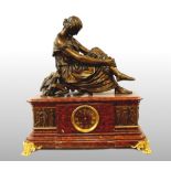 BRONZE AND MARBLE CLOCK SIGNES PRADIER