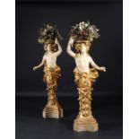 PAIR OF HERMS CARRYING FLOWERS