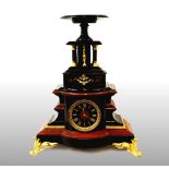 CLOCK IN BLACK MARBLE FROM BELGIUM AND RED FRANCE