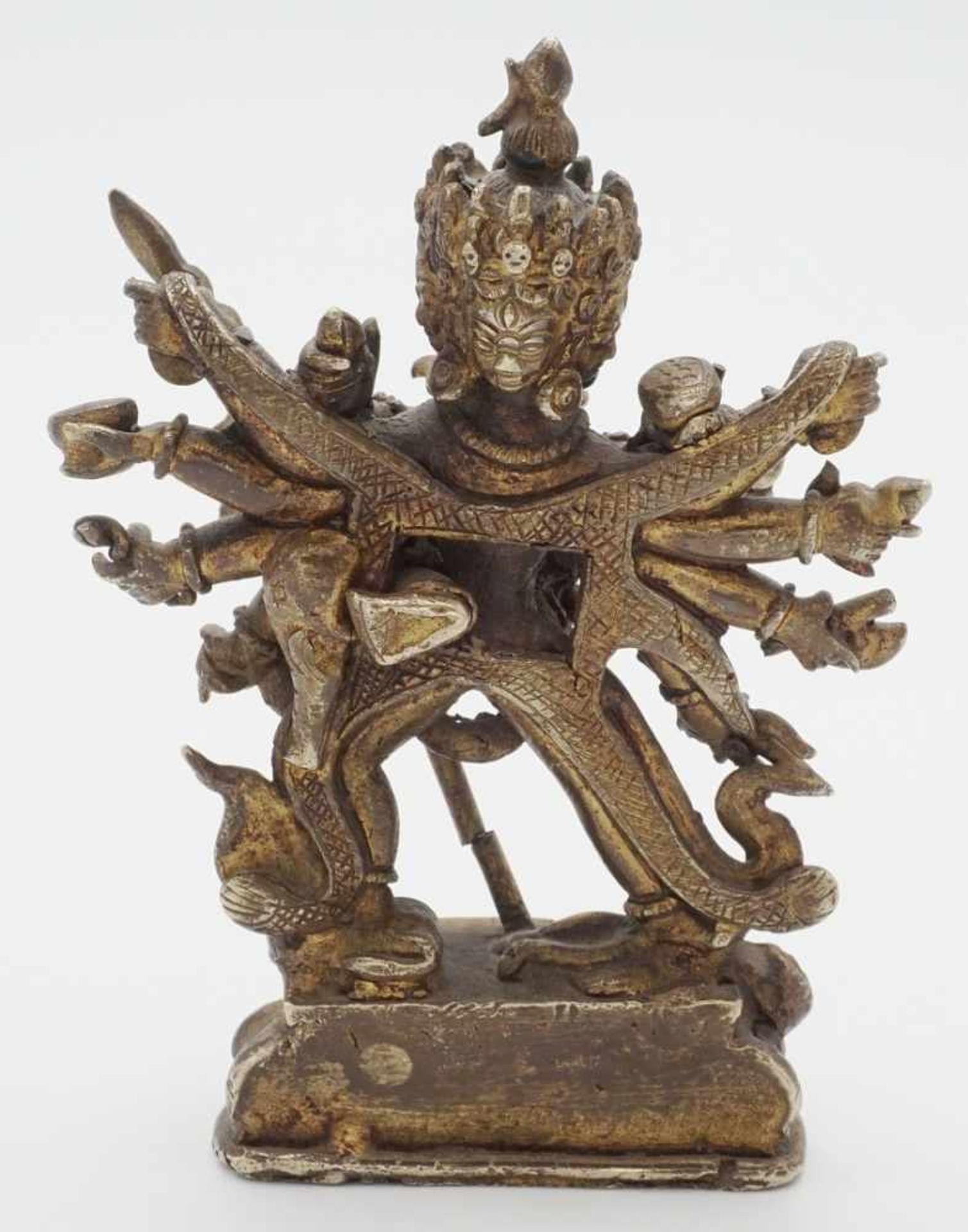 Kalachakra, Chakrasamvara mit seiner Weisheitspartnerin Vajravarahi, Tibet, 19. Jh.Bronze, auf - Bild 2 aus 5