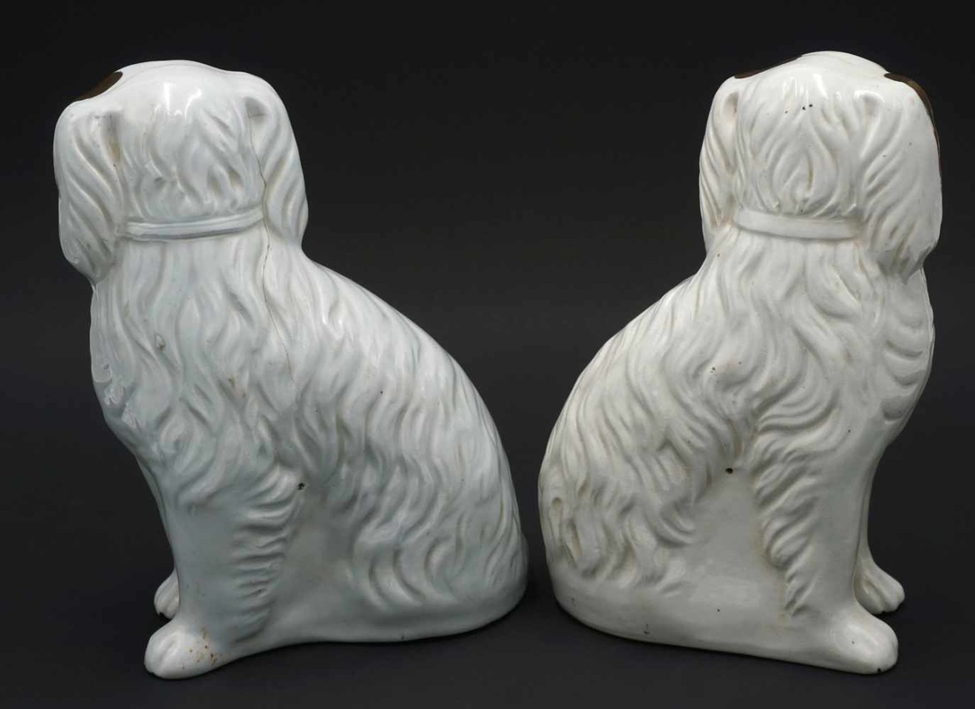 Beswick Keramik Kaminhunde / Fensterhunde, 1. Hälfte 20. Jh.zwei Puffhunde, England, glasiert, - Bild 2 aus 4
