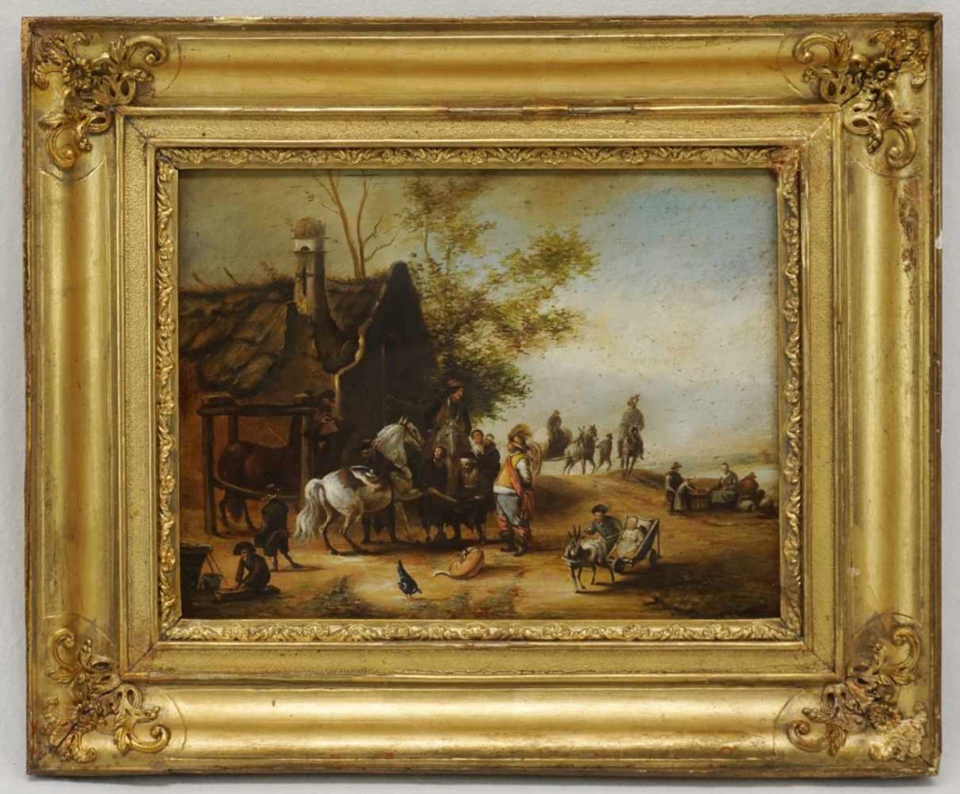 Unbekannter Maler, "Der Hufschmied"Öl/Blech, unsigniert, wohl 18./19. Jh., einem Pferd werden die - Bild 2 aus 3