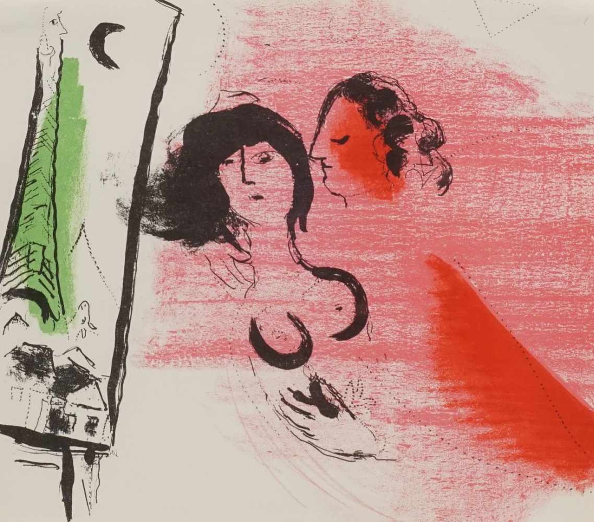 Marc Chagall, "Der grüne Eifelturm"(1887 Peskowatik  - 1985 Saint-Paul-de-Vence), Farblithografie/