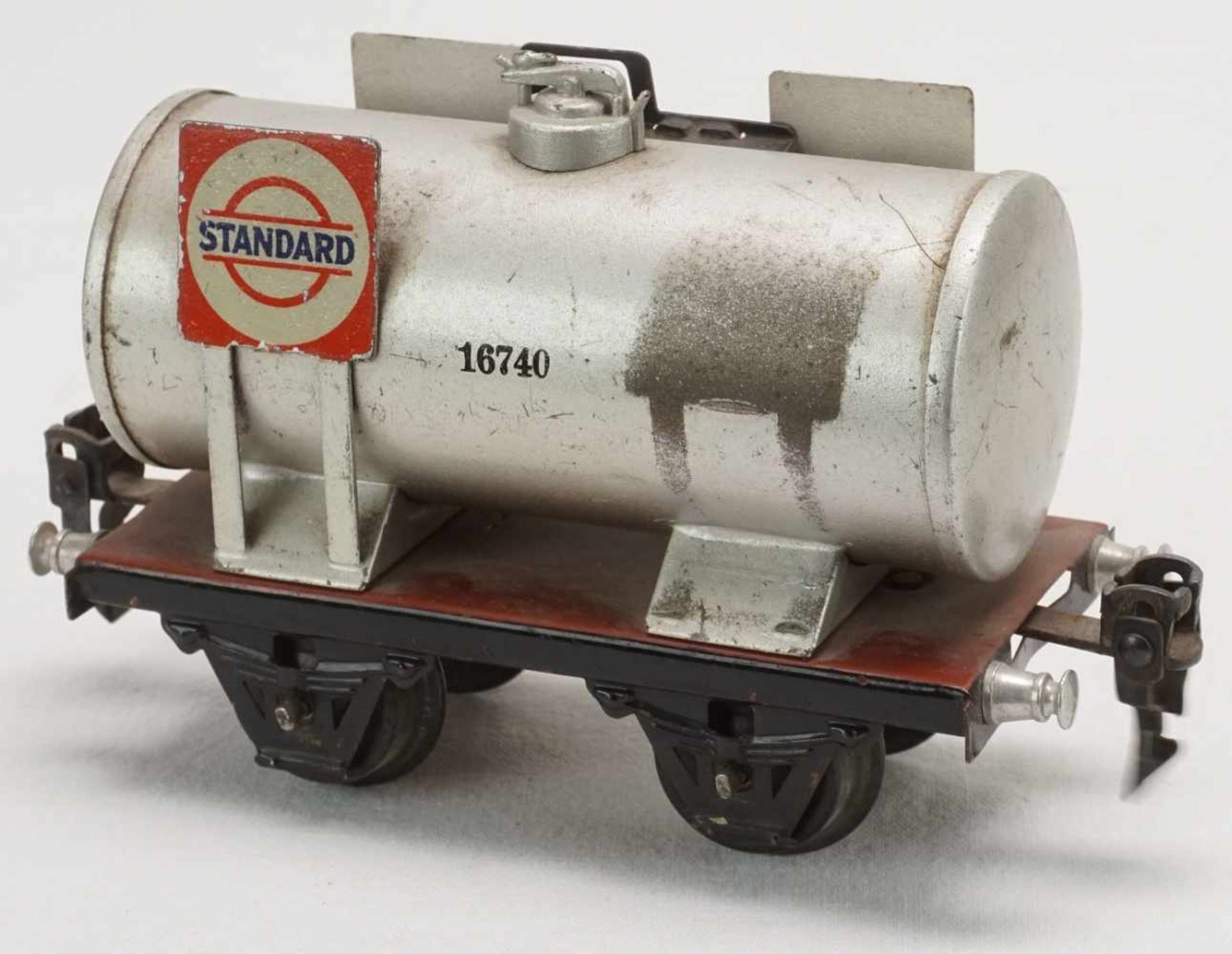 Märklin "ESSO" Kesselwagen 1674, Spur 0, um 1930Blech lithografiert, altersgemäßer Zustand, ein " - Bild 3 aus 3