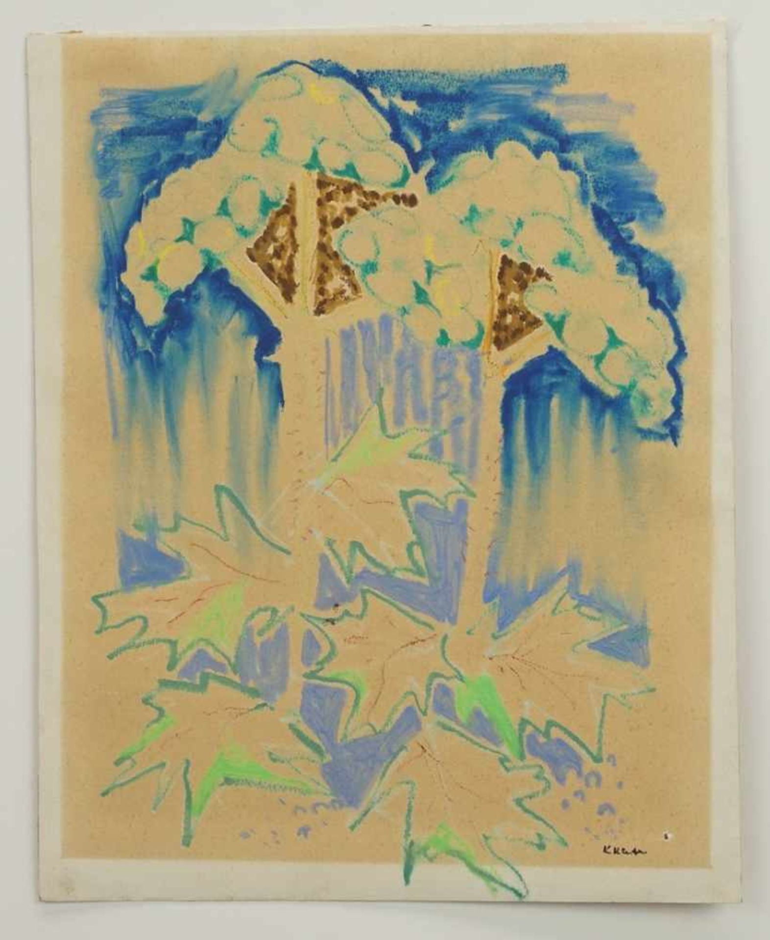 Karl Kluth, "Abstrahierte Bäume"(1898 - 1972), Aquarell/Malpappe, unten rechts signiert, 1. Hälfte - Bild 3 aus 4