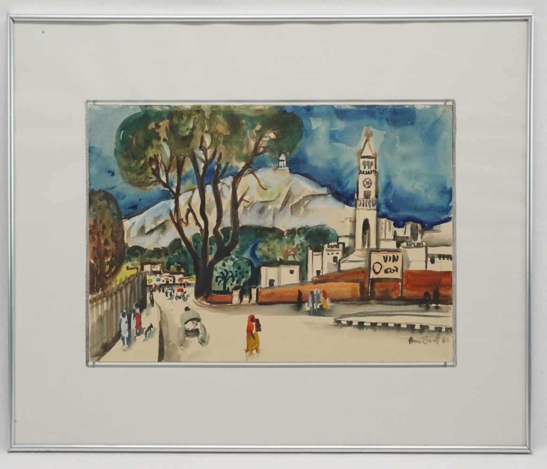 Willi Neubert, "Marktplatz"(1920 Tschechien - 2011 Ballenstedt), Aquarell/Papier, unten rechts - Bild 2 aus 3