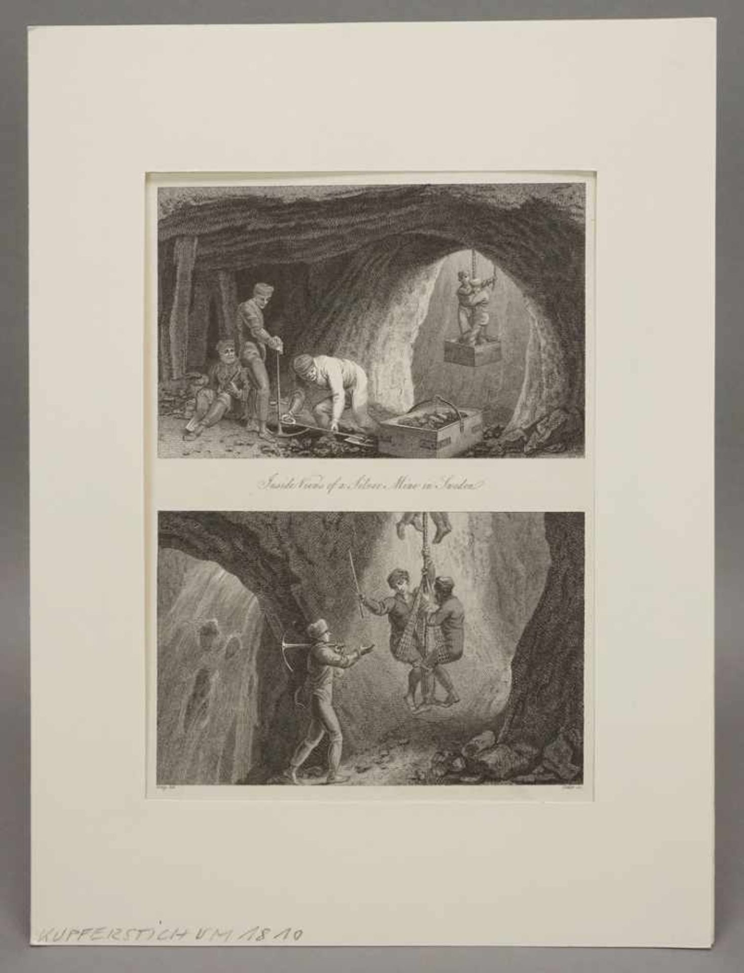 Fittler, "Silbermine in Schweden"Kupferstich/Papier, um 1810, im Blatt bezeichnet, zwei - Bild 2 aus 3