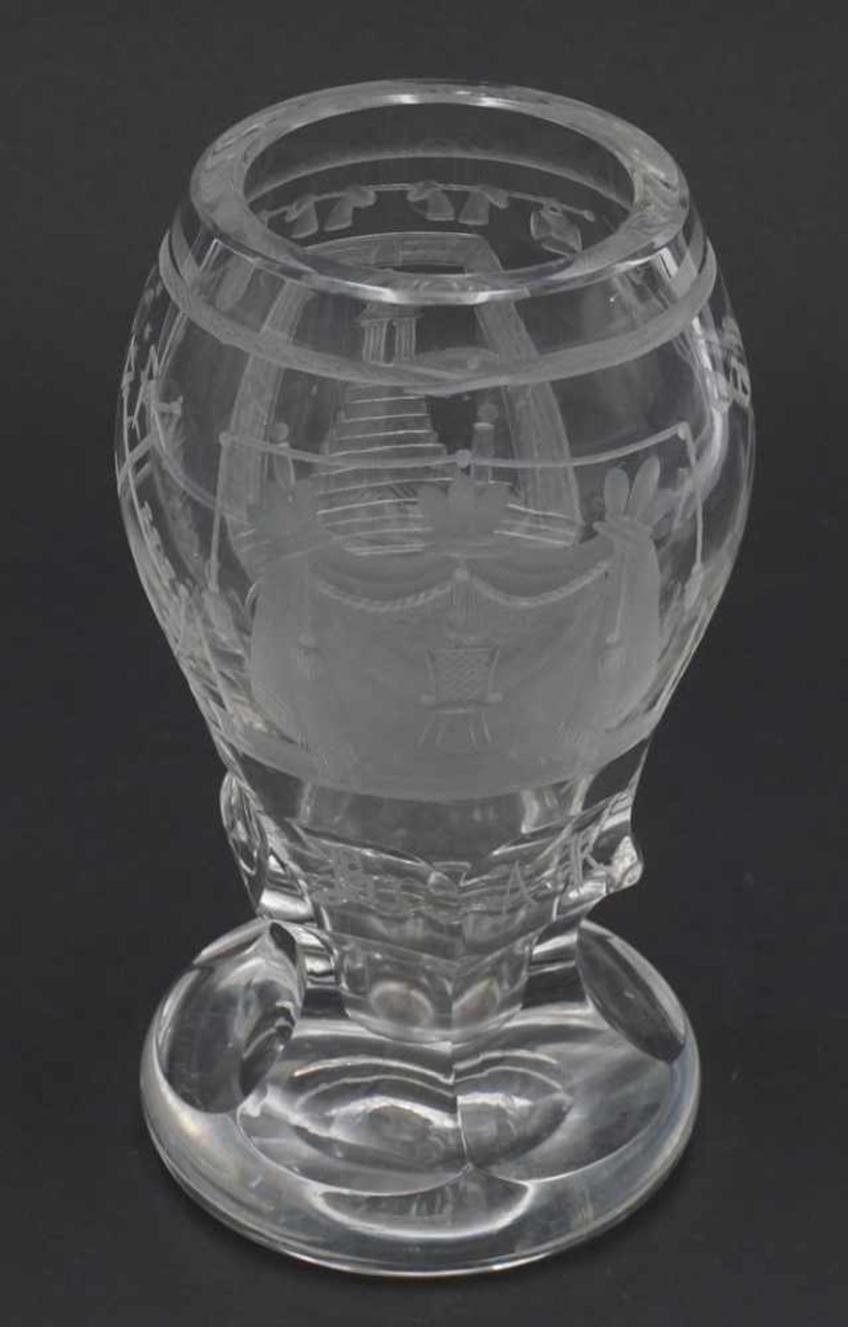 Logenglas / Kanone der Freimaurer, 2. Hälfte 19. Jh.farblose Glas, runder sechsfach geschliffener - Bild 2 aus 2