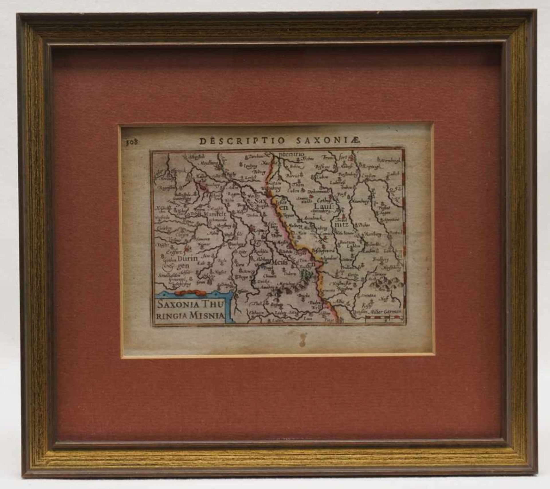 Landkarte, "Sachsen, Thüringen und Meißen"altkolorierter Kupferstich, bezeichnet "Saxonia - Bild 2 aus 2