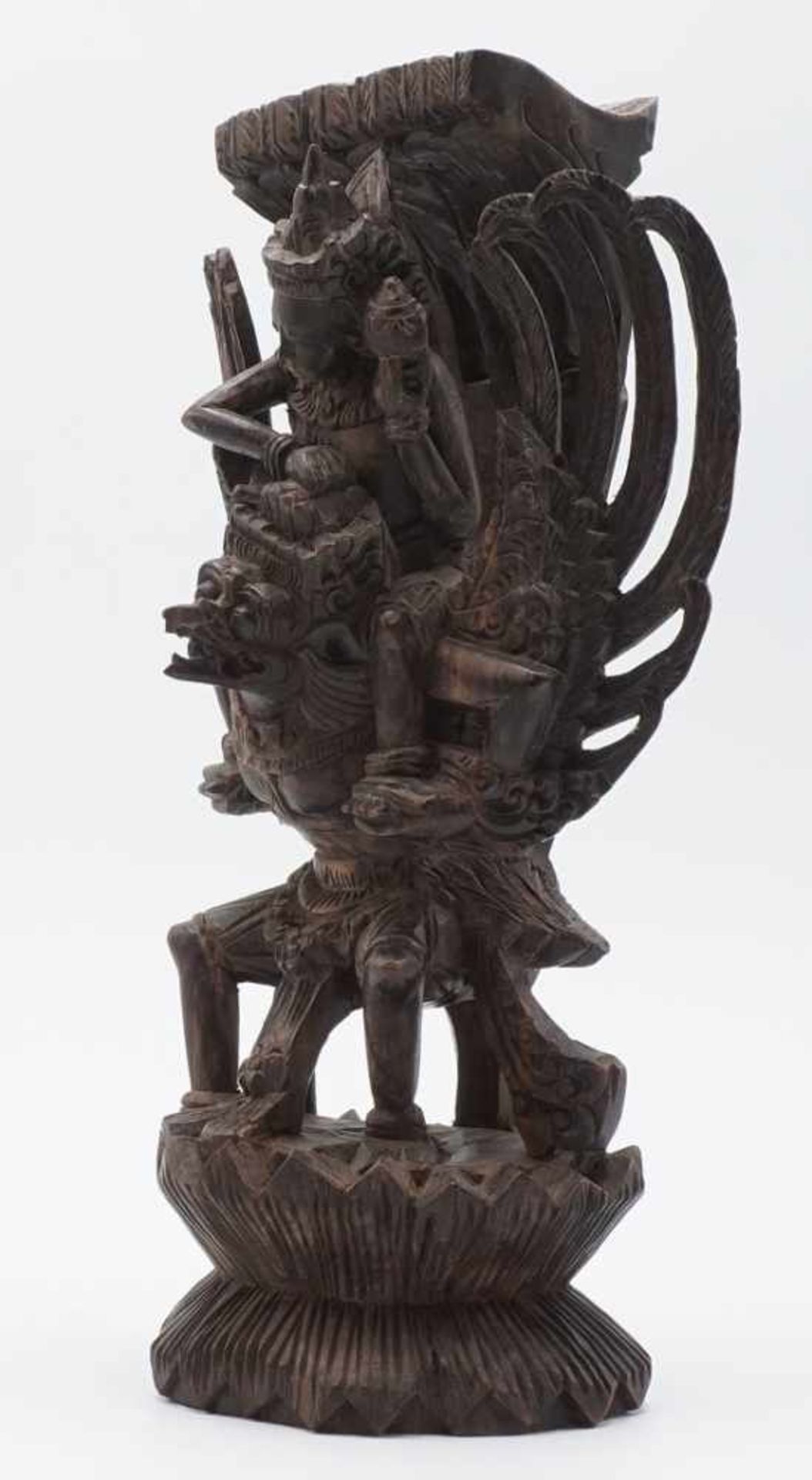Garuda - Vogel, Bali, 20. Jh.Ebenholz, Vishnu auf dem Vogel Garuda reitend, guter Zustand, 26 x 13 - Bild 2 aus 5