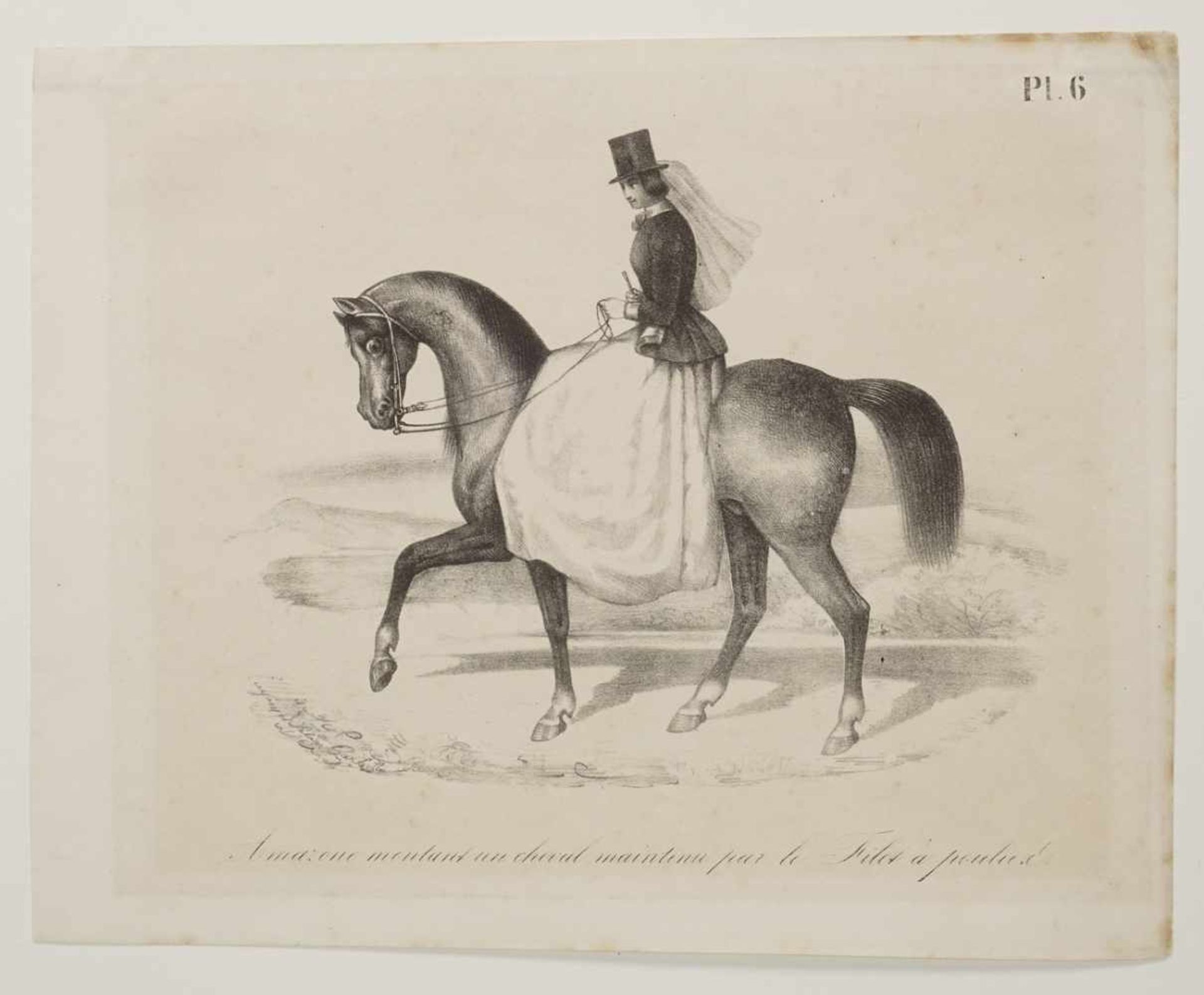 Unbekannter Künstler, Zwei französische Blätter Reiter/ReiterinLithografie/Papier, um 1825, im Blatt - Bild 3 aus 3