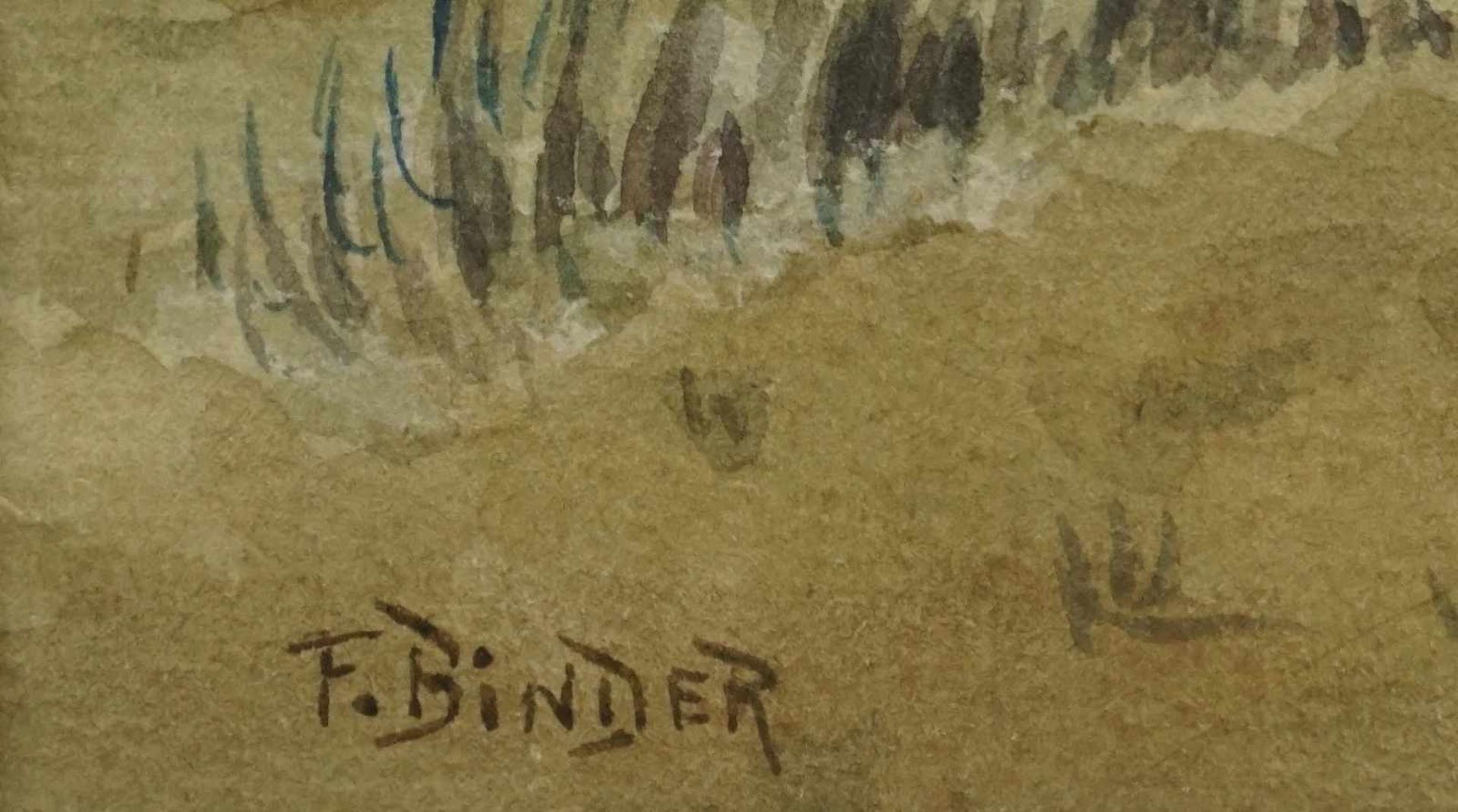F. Binder, "Dünenpartie"Aquarell/Büttenpapier, unten links signiert, Darstellung 22 x 28 cm (HxB), - Bild 4 aus 4