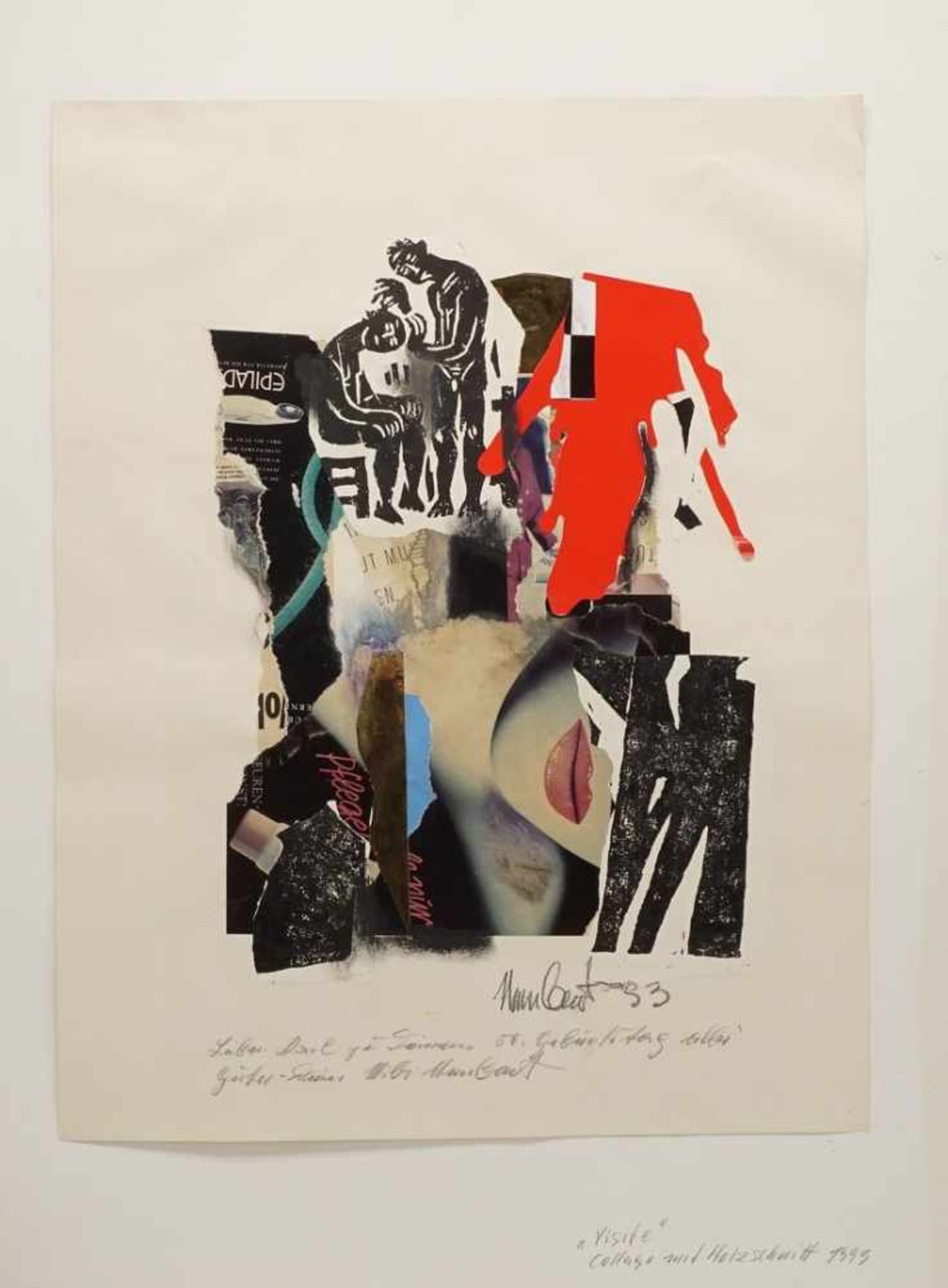 Willi Neubert, "Visite"(1920 Tschechien - 2011 Ballenstedt), Collage / Mischtechnik, unten rechts - Bild 2 aus 3