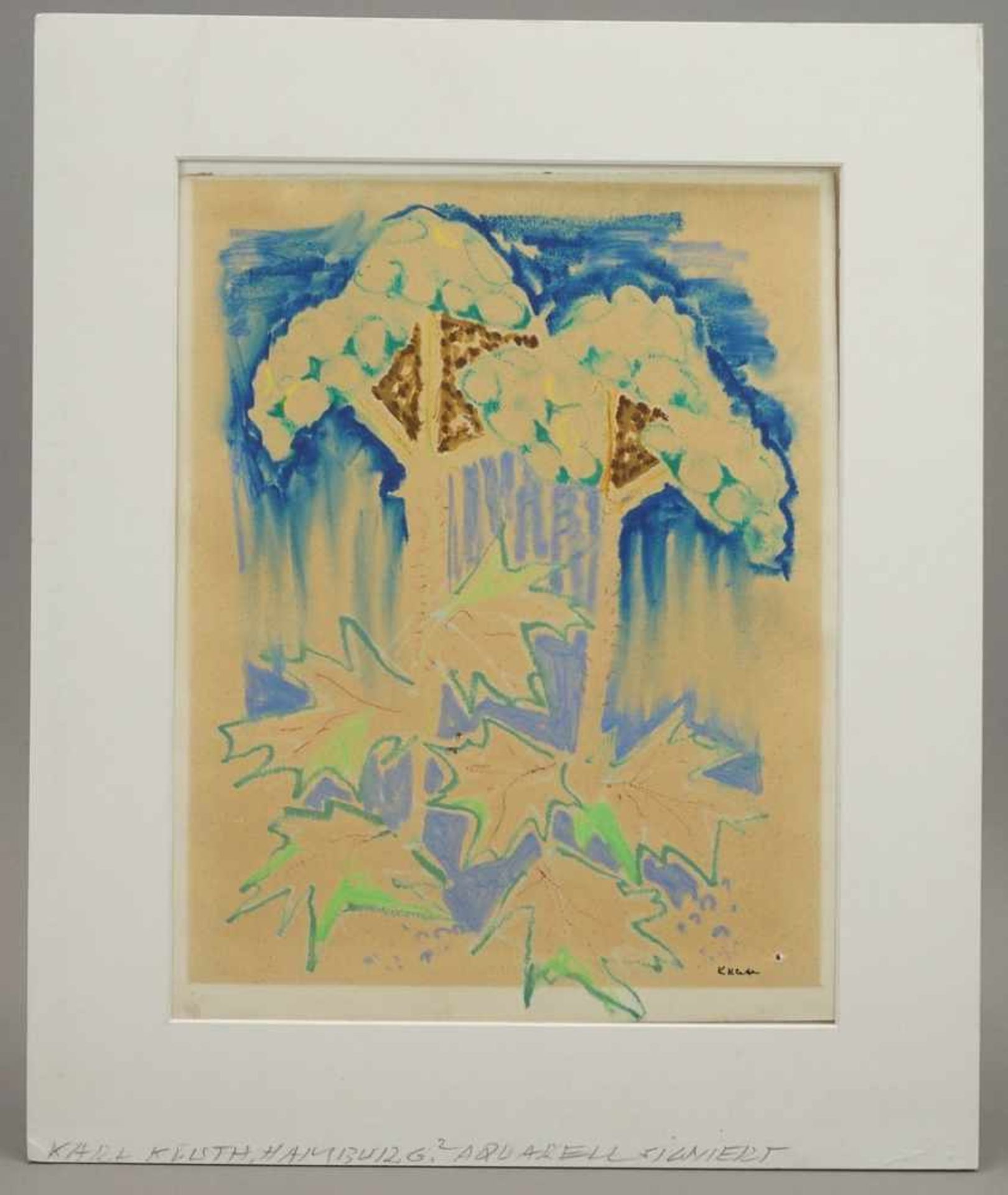 Karl Kluth, "Abstrahierte Bäume"(1898 - 1972), Aquarell/Malpappe, unten rechts signiert, 1. Hälfte - Bild 2 aus 4