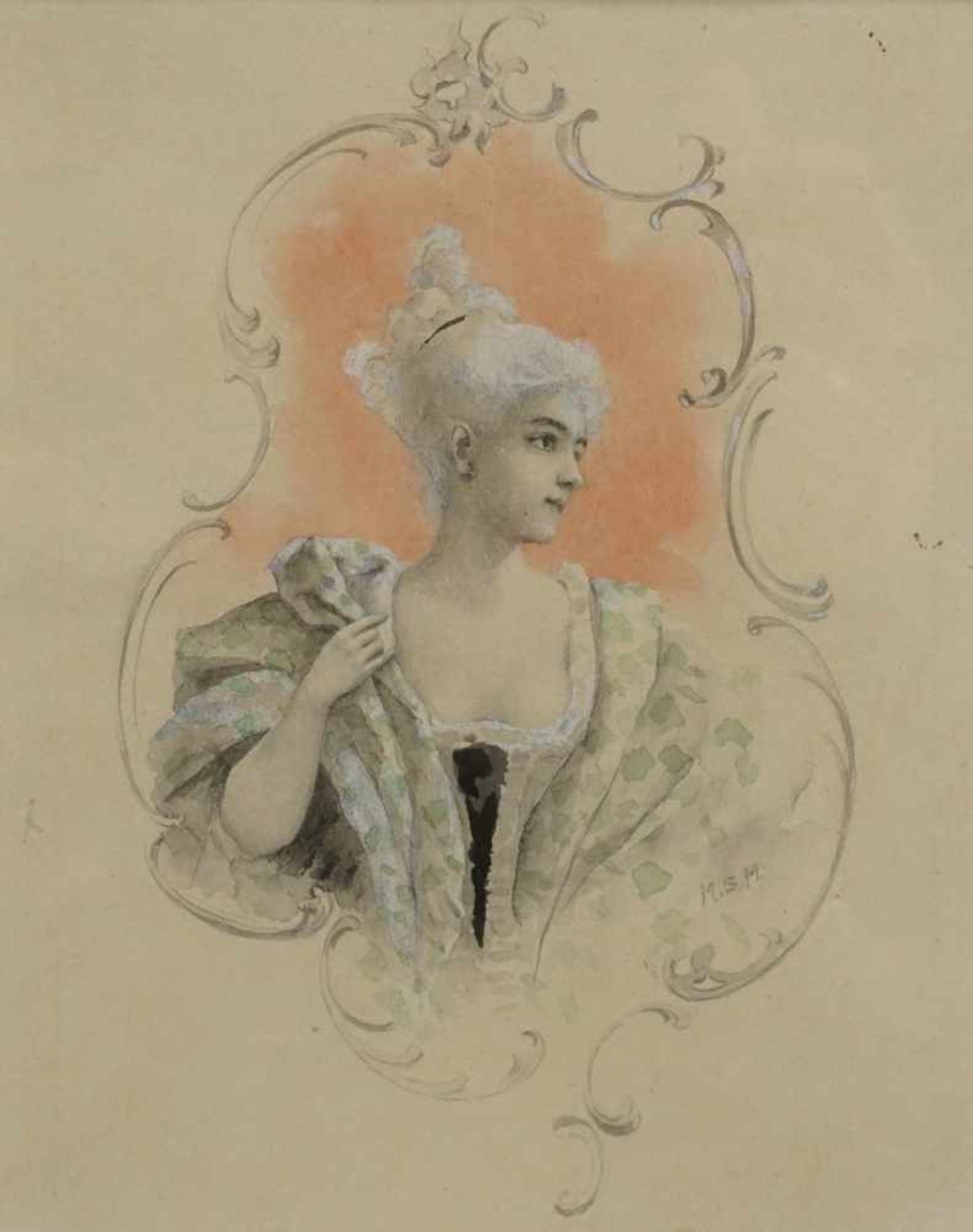 Margarete Simrock-Michael, "Rokoko-Dame"(1870  - 1940), Aquarell/Papier, unsigniert, guter