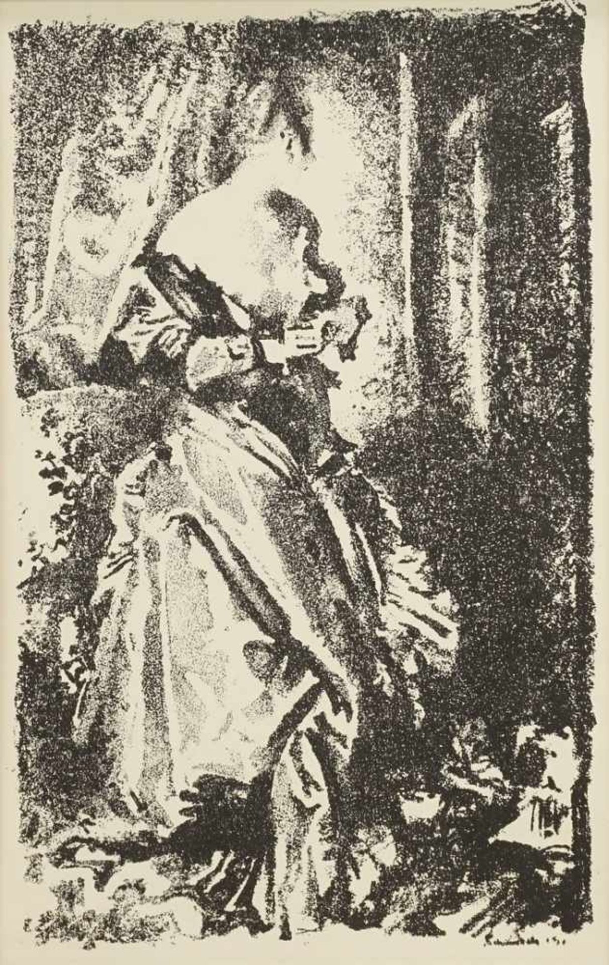 Paul Scheurich, "Stehende Dame"(1883  - 1945), Lithografie/Papier, unten rechts im Stein signiert,
