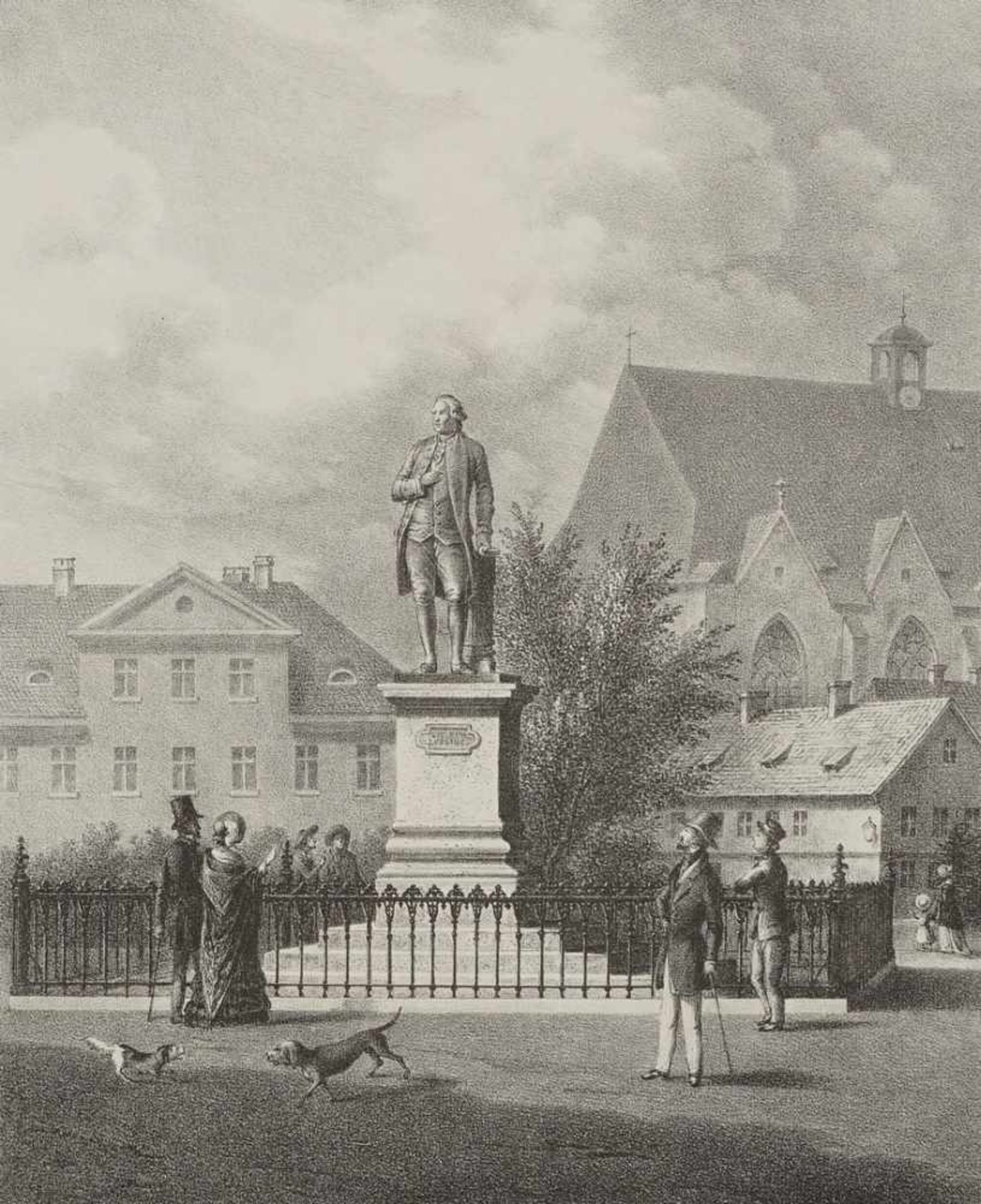 Unbekannter Künstler, "Das Lessing - Denkmal zu Braunschweig"Lithografie/Papier, um 1840, im Blatt