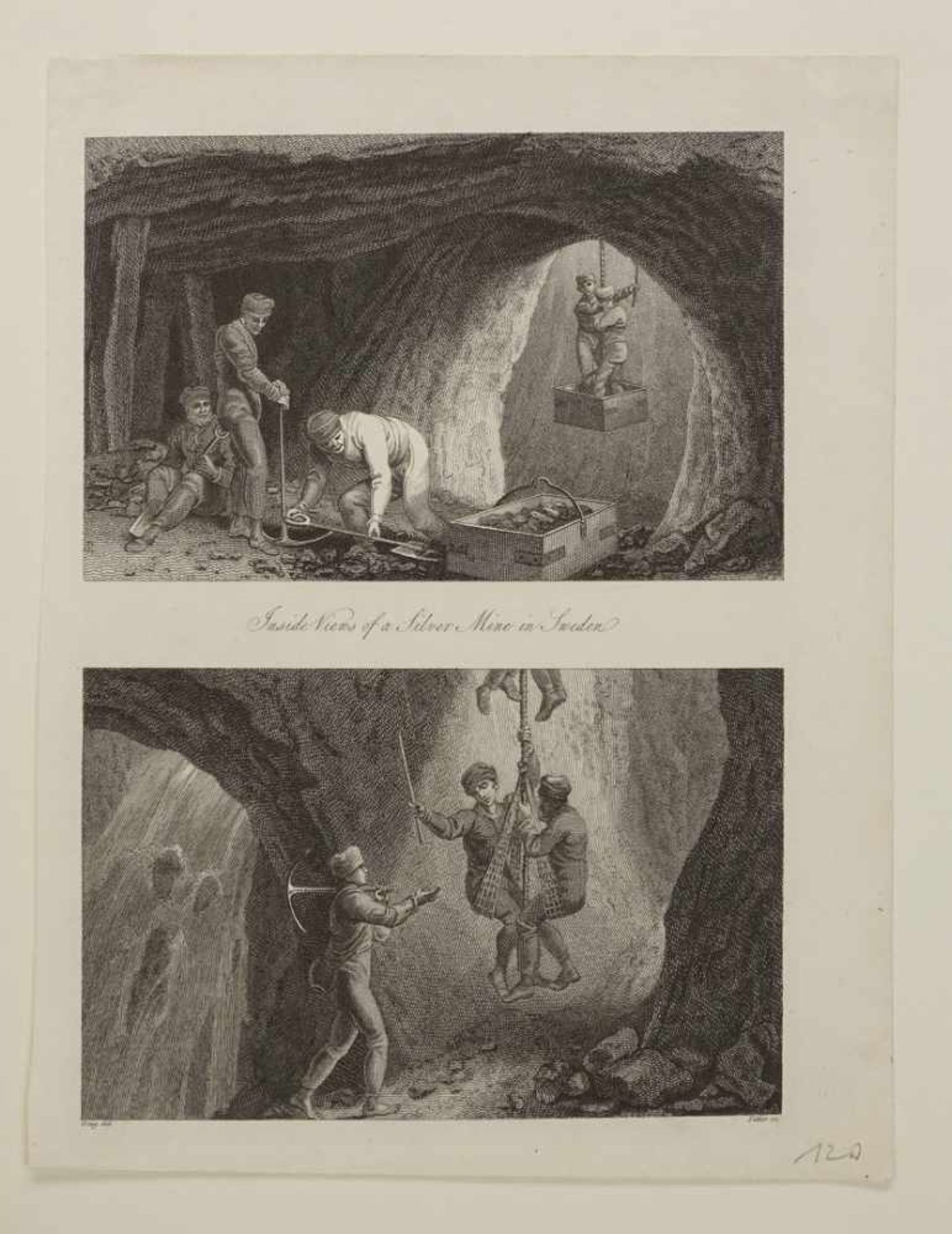Fittler, "Silbermine in Schweden"Kupferstich/Papier, um 1810, im Blatt bezeichnet, zwei - Bild 3 aus 3