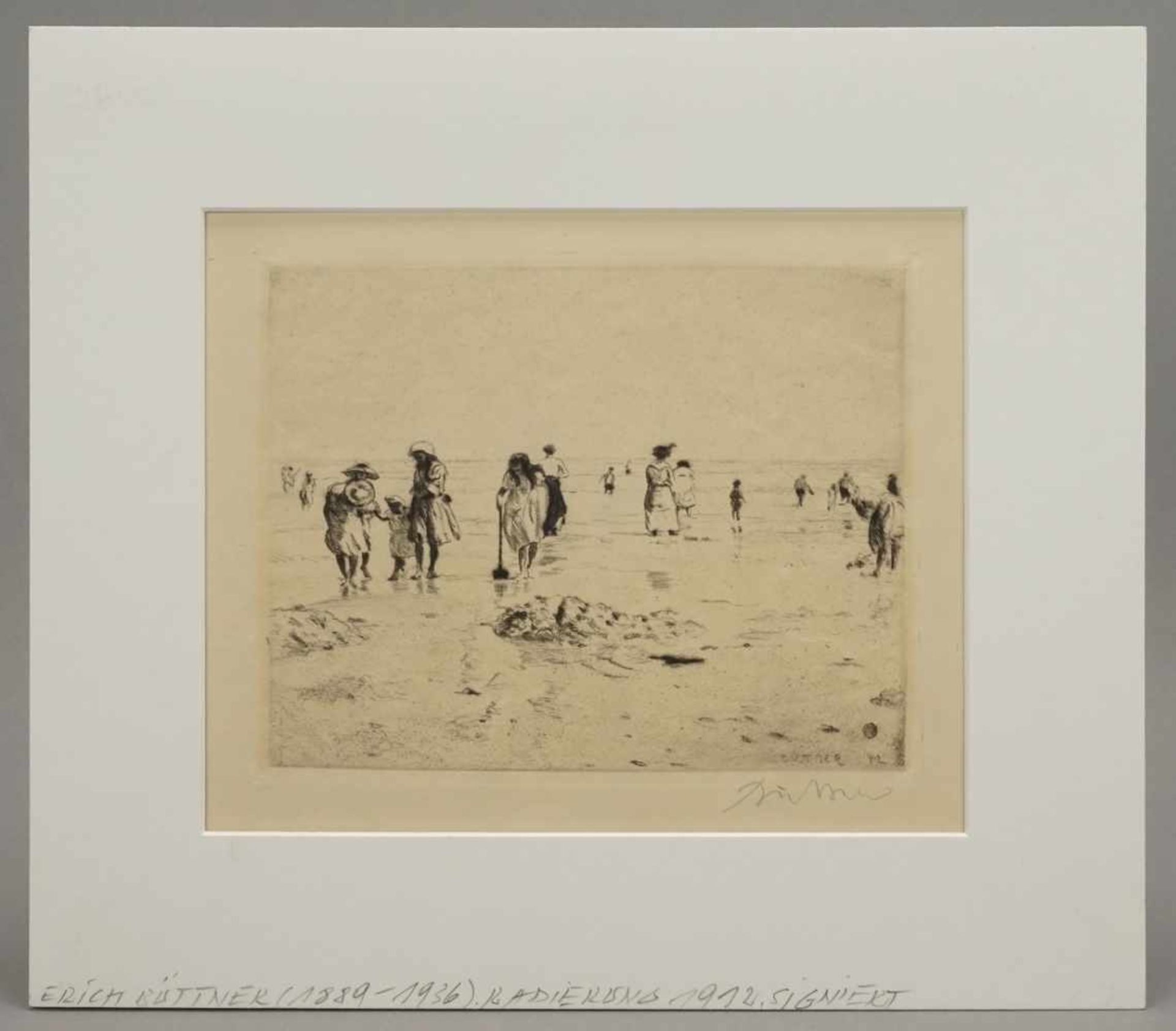Erich Büttner, "Am Strande"(1889 - 1936), Radierung/Papier, unten rechts im Blatt handsigniert, - Bild 2 aus 4