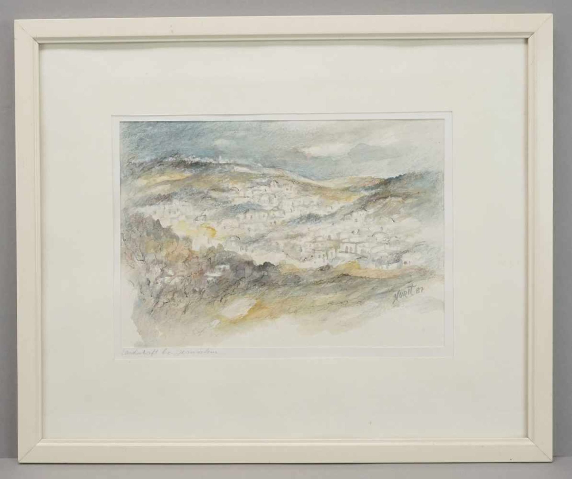 Nurit Bakaus, "Landschaft bei Jerusalem"Aquarell/Papier, unten rechts signiert, datiert (19)87, sehr - Bild 2 aus 3