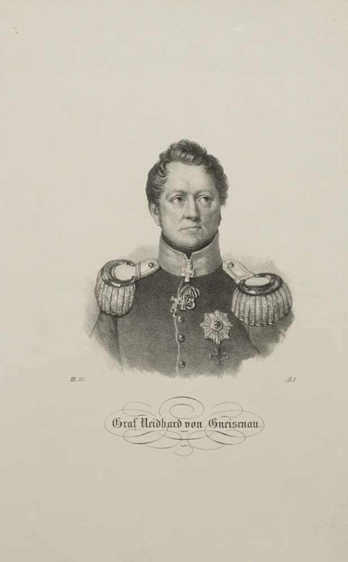 Unbekannter Künstler, "Graf Neidhard von Gneisenau"Lithografie/Papier, um 1840, im Blatt bezeichnet,