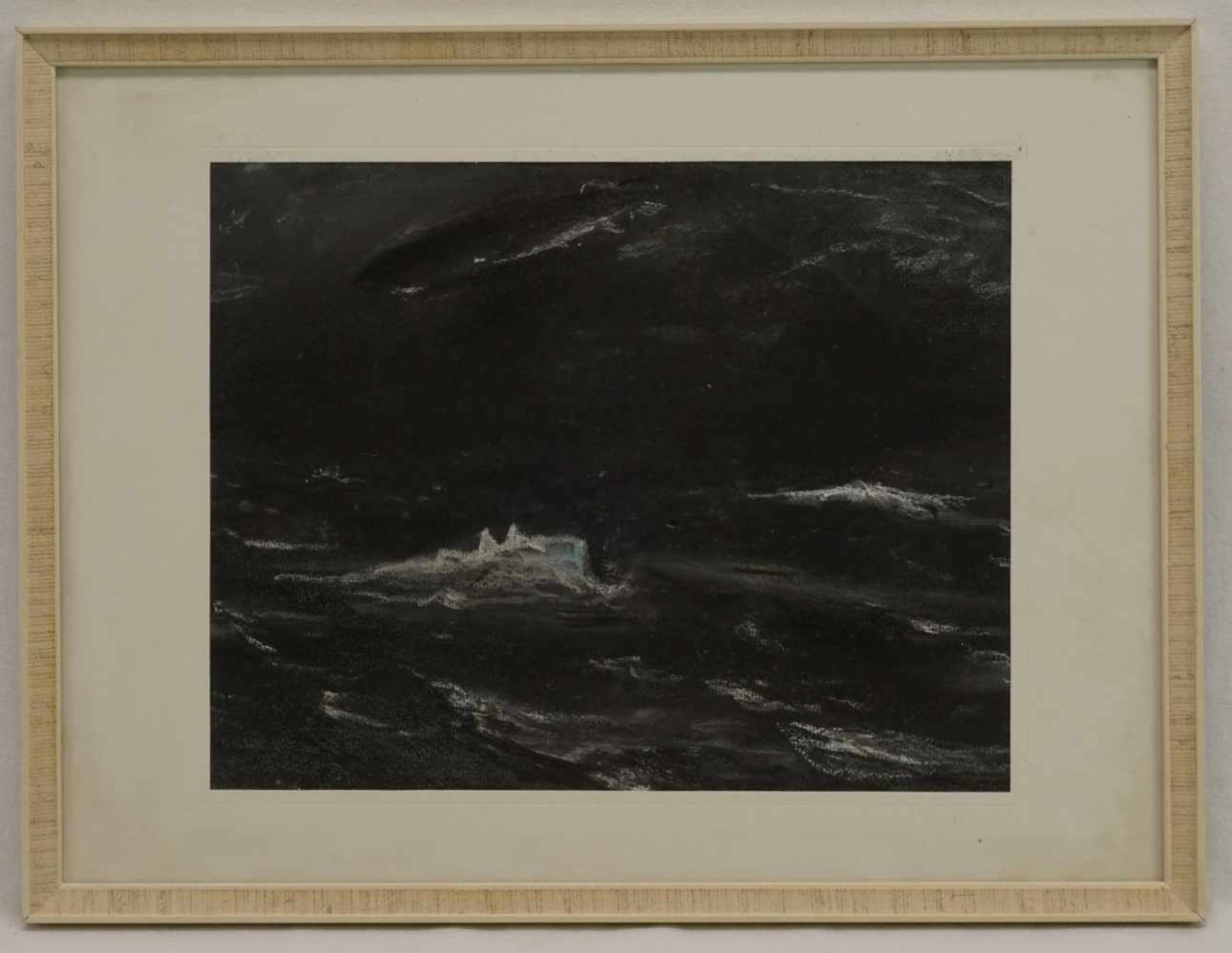 Wohl Ernst-Ludwig von Aster, "Abtauchendes U-Boot mit Zeppelin"(1902 - 1986 Goslar), Pastell/Papier, - Bild 2 aus 4