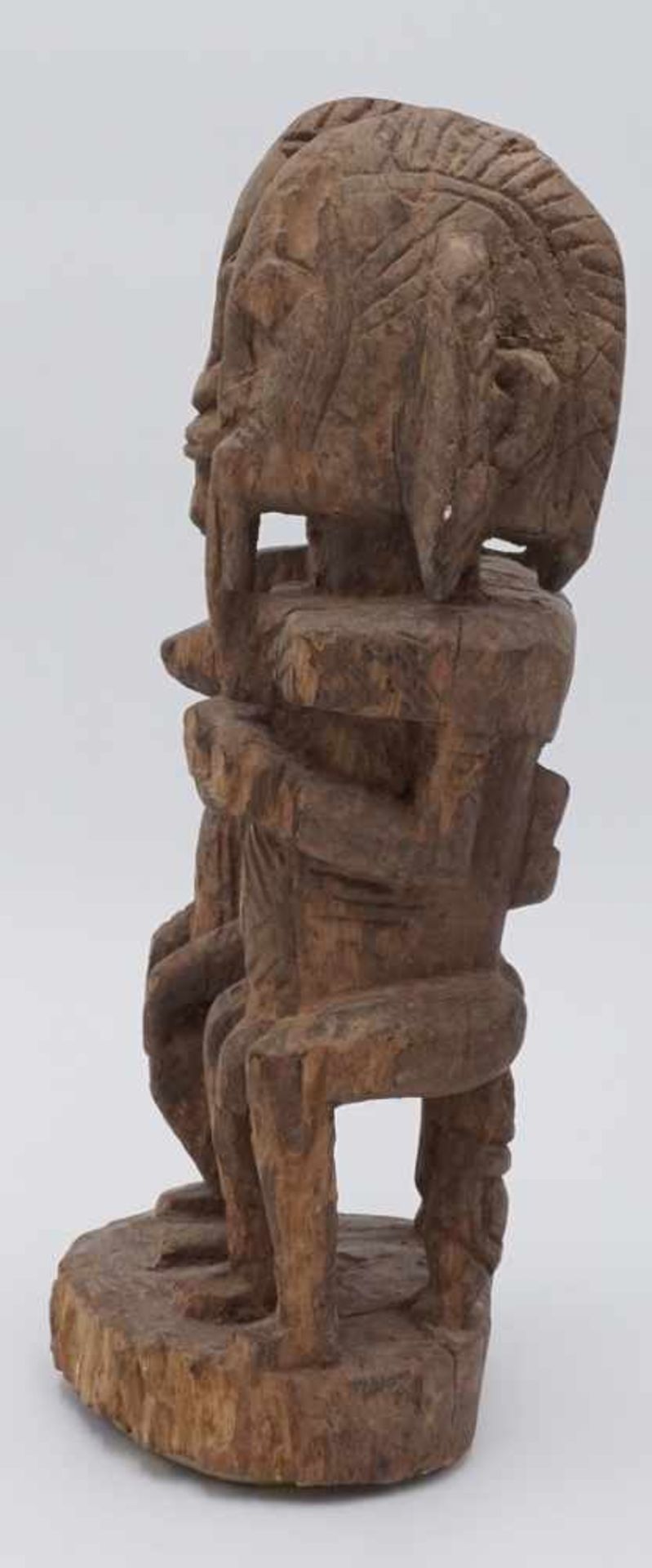 Paar-Ahnenfiguren der Dogon, Mali, 1. Hälfte 20. Jh.Hartholz, Mann und Frau auf Hocker sitzend, - Image 4 of 5