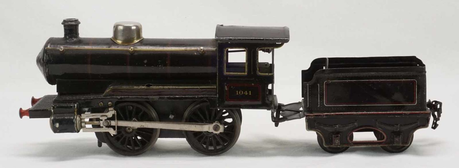 Märklin Dampflok R1041, Spur 0, um 1920Blech lithografiert, Uhrwerkantrieb, Vor- und - Bild 3 aus 4