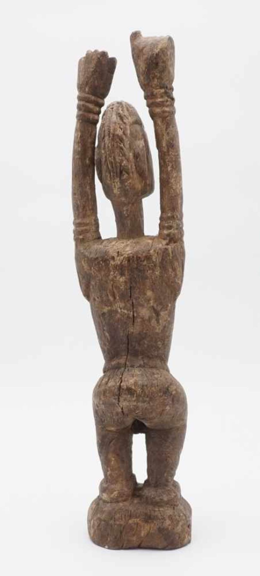 Weibliche Dogon Tellem Figur, MaliHartholz, stehende, weibliche Figur mit erhobenen Armen, - Image 3 of 5