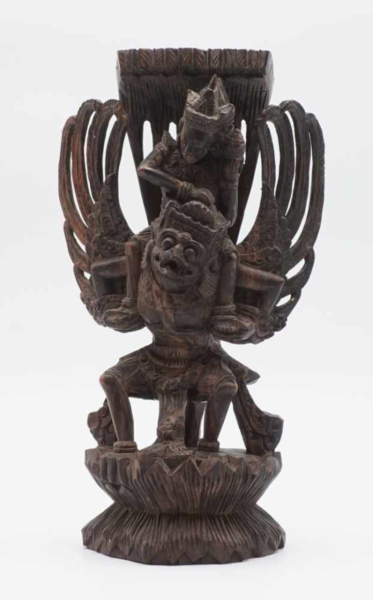 Garuda - Vogel, Bali, 20. Jh.Ebenholz, Vishnu auf dem Vogel Garuda reitend, guter Zustand, 26 x 13 - Bild 3 aus 5