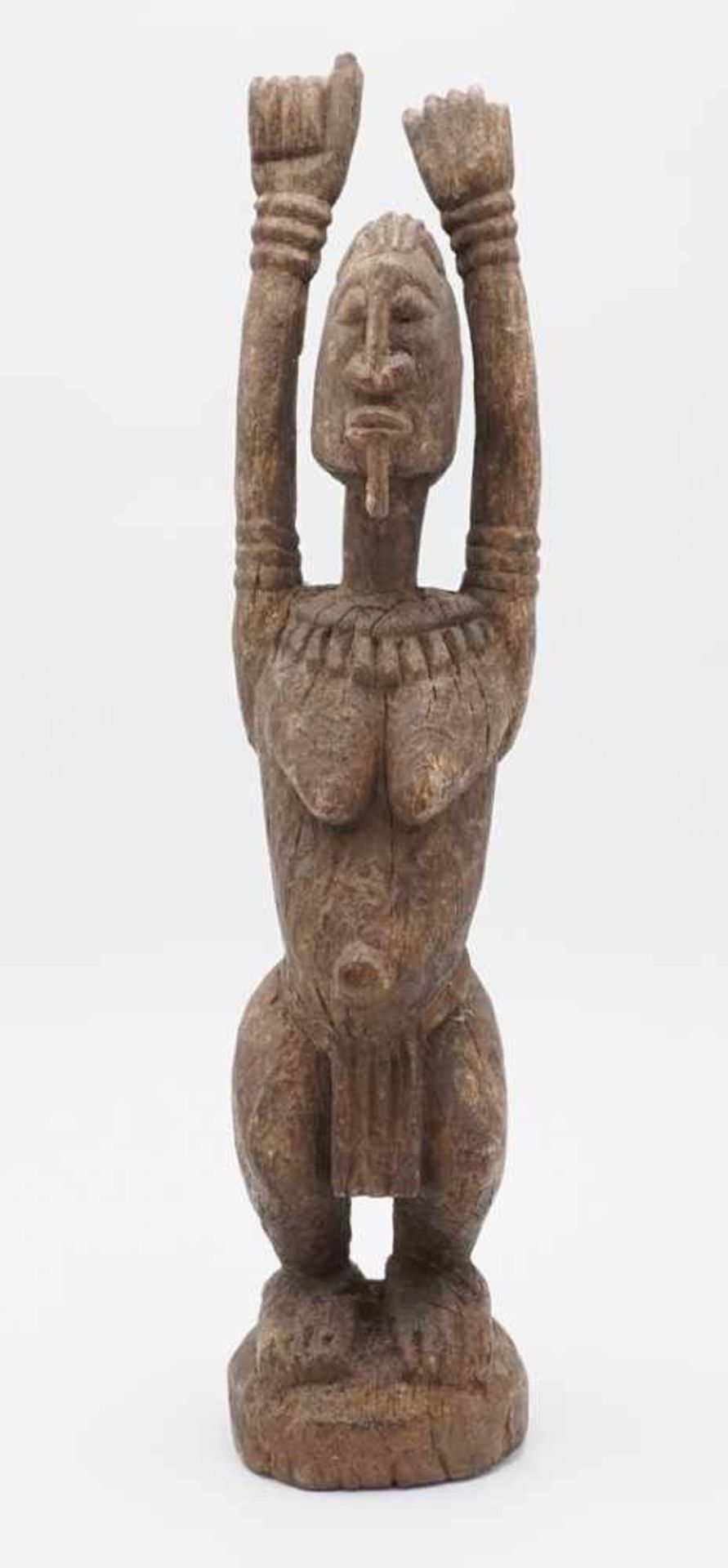 Weibliche Dogon Tellem Figur, MaliHartholz, stehende, weibliche Figur mit erhobenen Armen, - Image 2 of 5