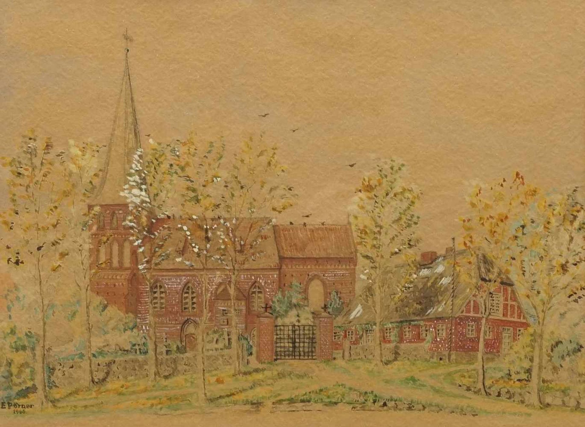 Karl Ernst Pörner, "Kirche St. Maria Magdalena zu Vilmnitz/Rügen"(1886 Stendal - 1965