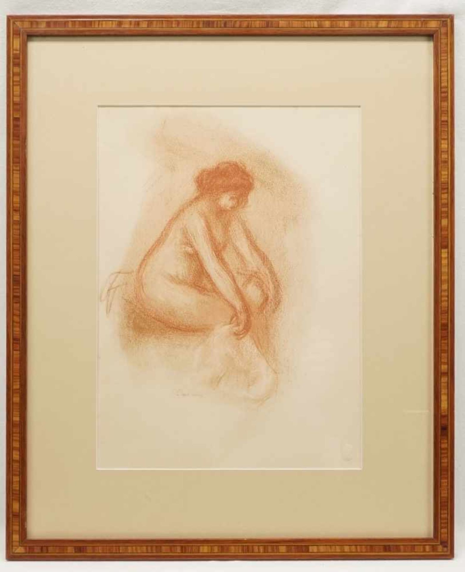 Pierre-Auguste Renoir, "Sitzende Badende"Impressionist (1841 Limoges - 1919 Cagnes-sur-Mer), Rötel- - Bild 2 aus 3