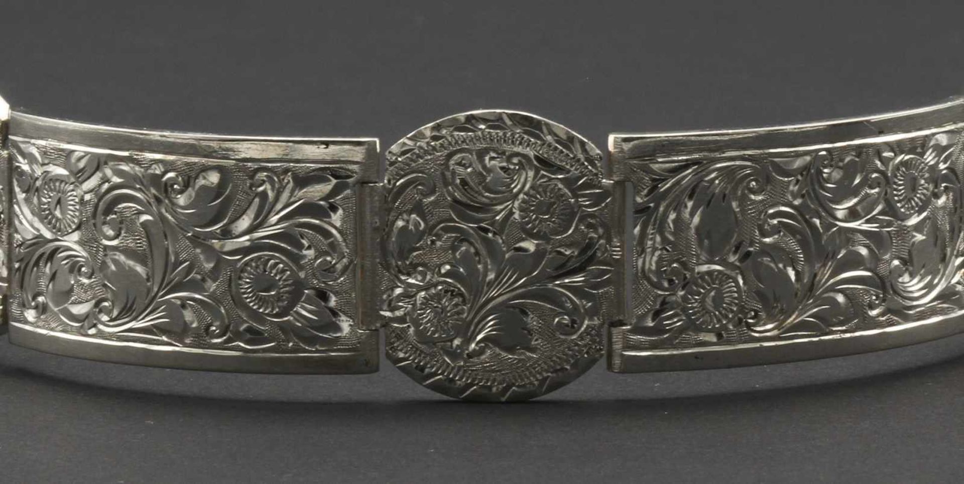Aufwendig floral verziertes Silber-Armband800/- Silber, Kastenverschluss mit einer - Image 3 of 3