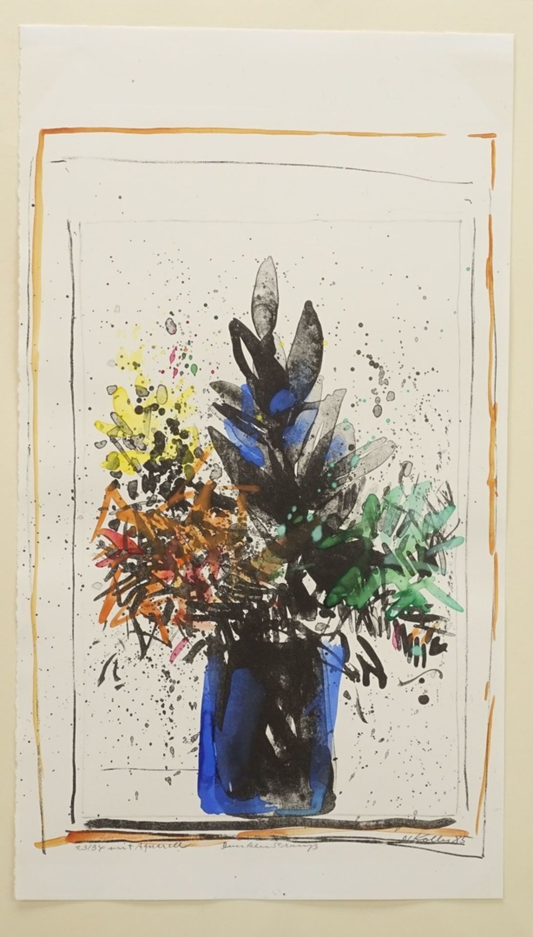 Oskar Koller, "Dunkler Strauß"(1925 - 2004), Aquarell/Papier, unten rechts im Blatt handsigniert, - Image 3 of 4