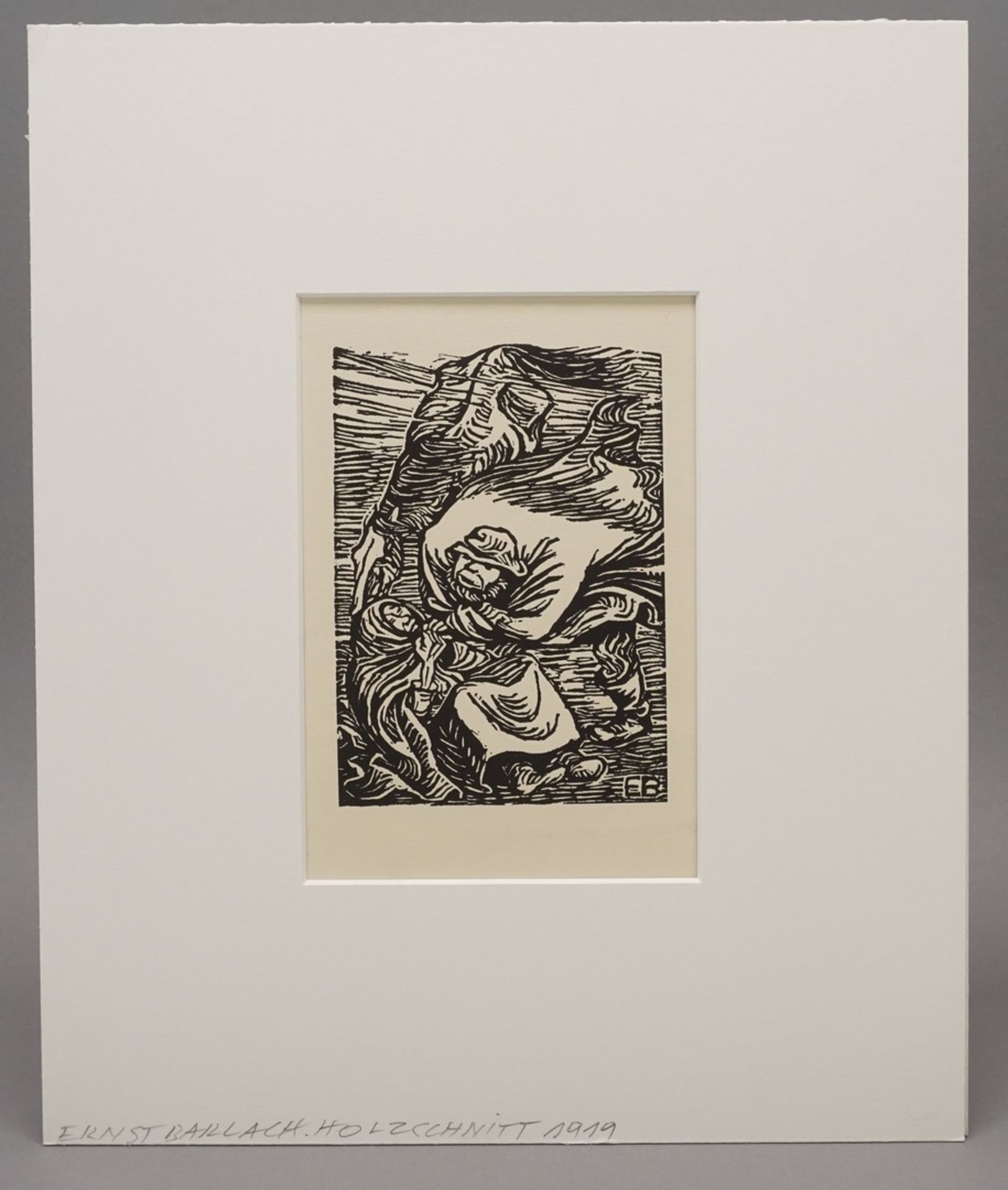 Ernst Barlach, "Gruppe im Sturm"(1870 Wedel - 1938 Rostock), Holzschnitt/Velin, unten rechts im - Bild 2 aus 5