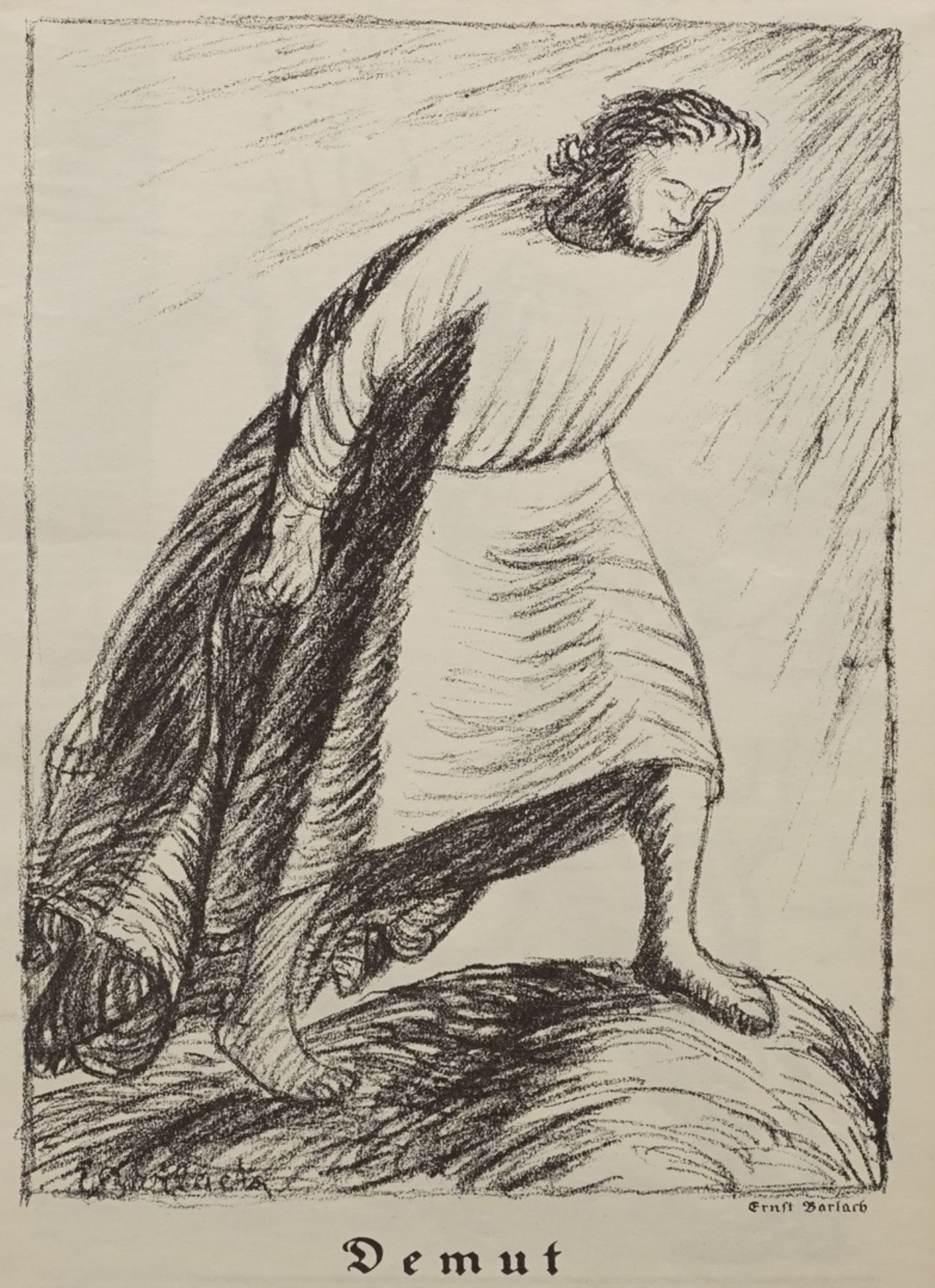 Ernst Barlach, "Demut"(1870 Wedel - 1938 Rostock), Lithografie/Velin, unten rechts im Stein